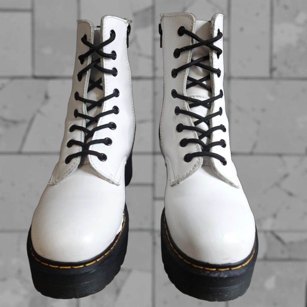 Dr. Martens Dr. Martens Boots Womens 10 White Side Zip 1460 Jadon Platform Made in England Size US 10 / IT 40 - 1 Thumbnail