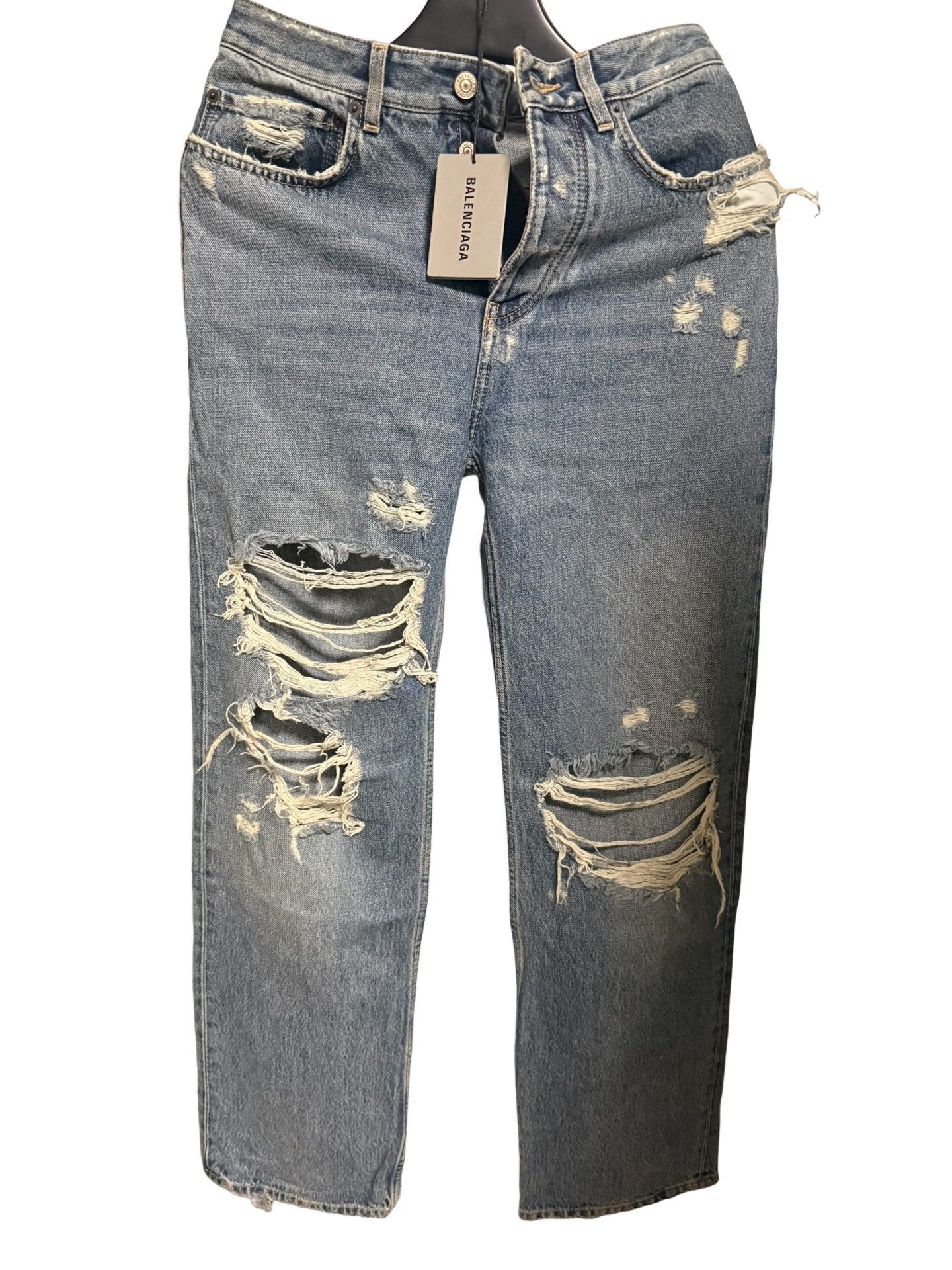 Balenciaga Balenciaga Distressed Destroyed Denim Jeans XS Size US 28 / EU 44 - 1 Thumbnail