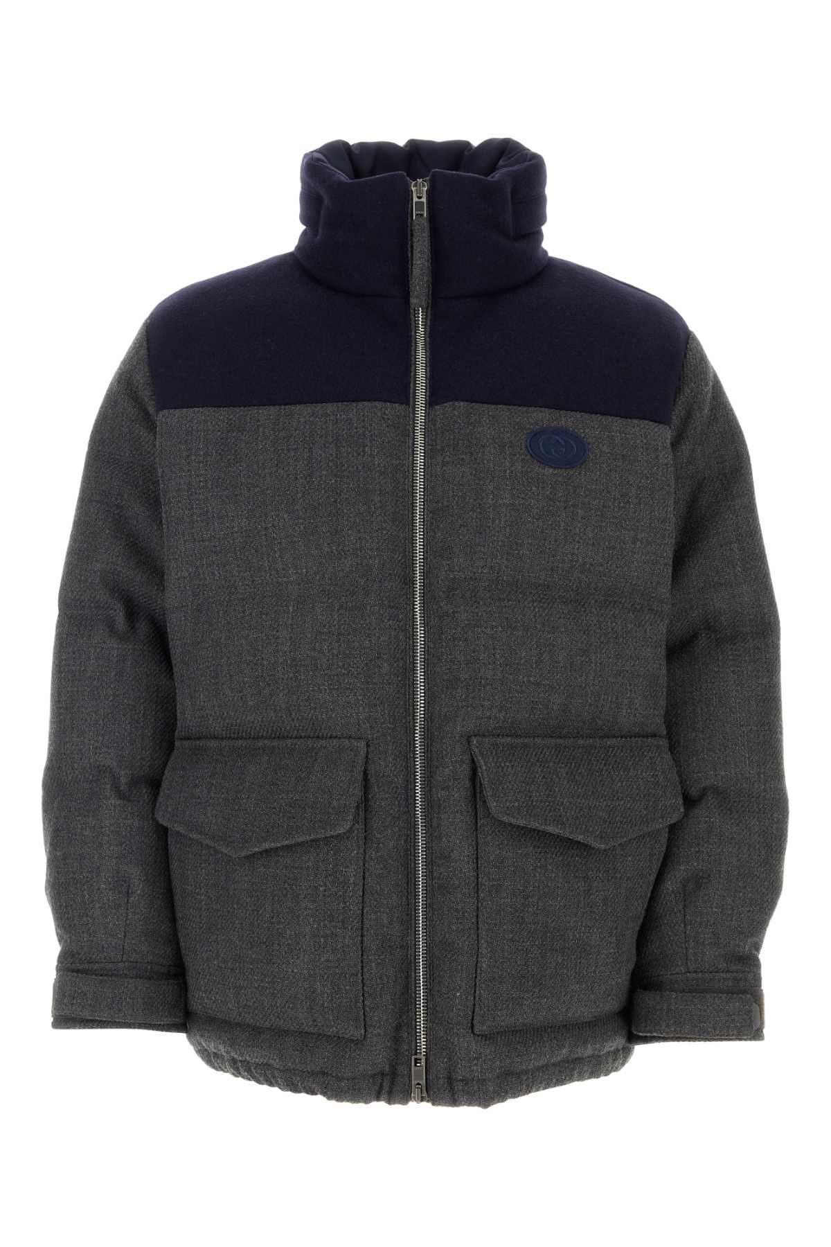 image of Gucci Dark Grey Wool Blend Down Jacket, Men's (Size Medium)