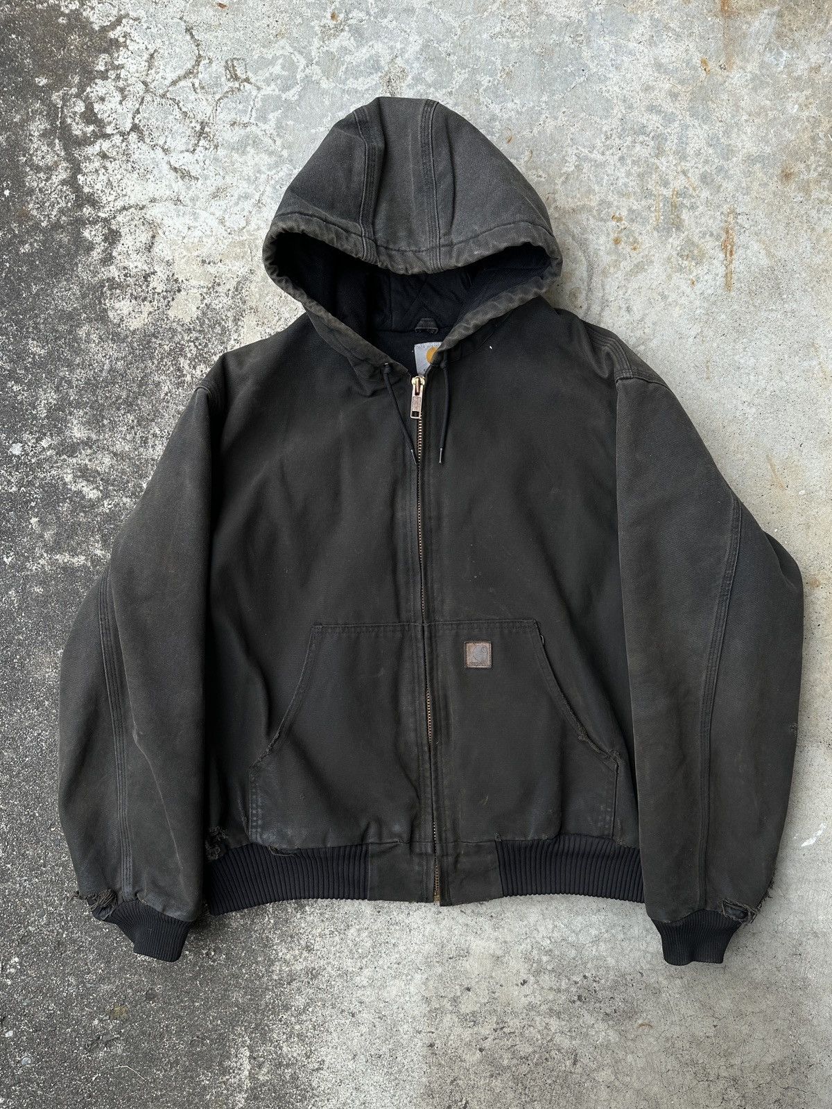Carhartt Carhartt Hooded work Jacket Faded Black Dirty worn trashed Size US XL / EU 56 / 4 - 2 Thumbnail