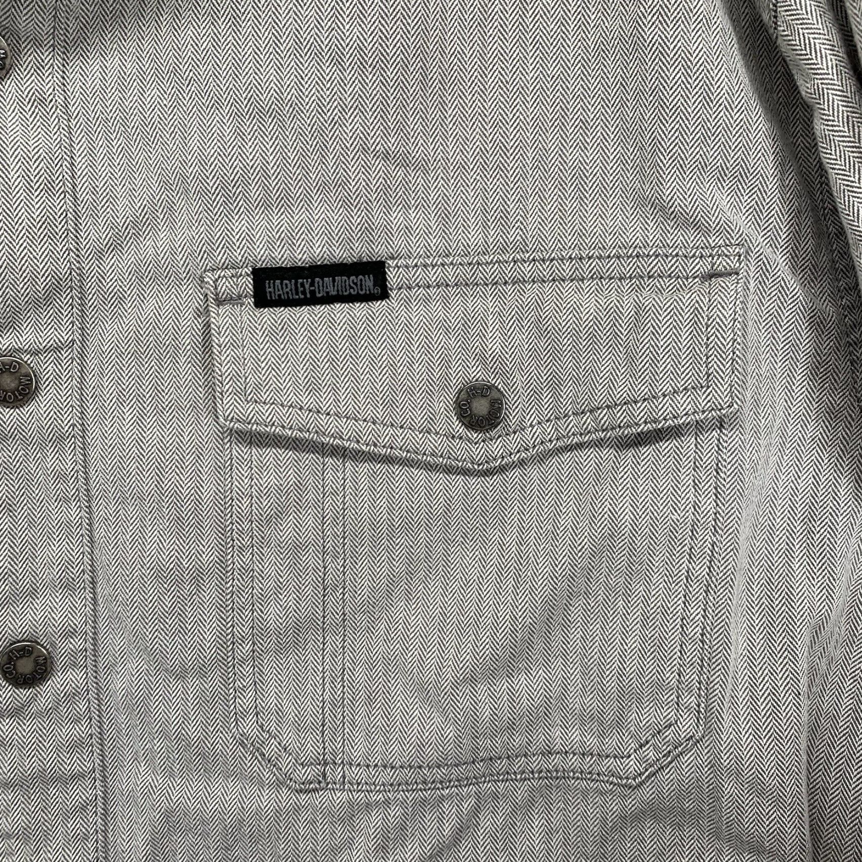 Harley Davidson VINTAGE Harley-Davidson Men’s XL Button-Up Shirt Casual Biker Motorcycle Short Sleeve Gray Cotton Size US XL / EU 56 / 4 - 2 Thumbnail