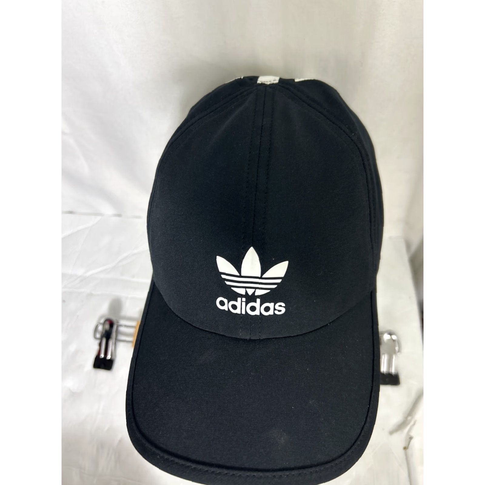 Adidas Adidas Running Hat Adjustable Hook Loop Black White Trefoil Size ONE SIZE - 5 Thumbnail