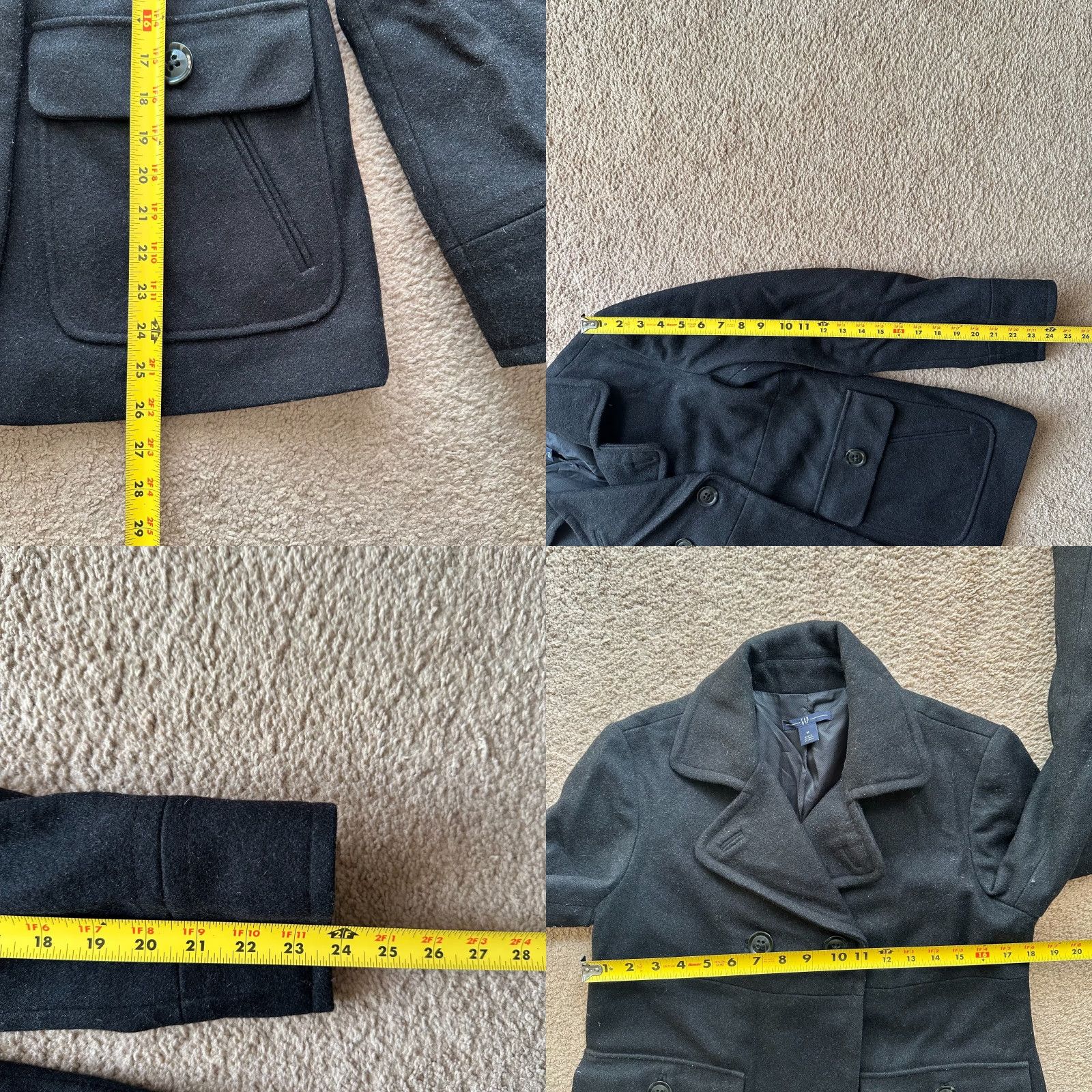 Gap GAP Pea Coat Womens Medium Wool Blend Notch Dark Grey Coat Size M / US 6-8 / IT 42-44 - 8 Thumbnail