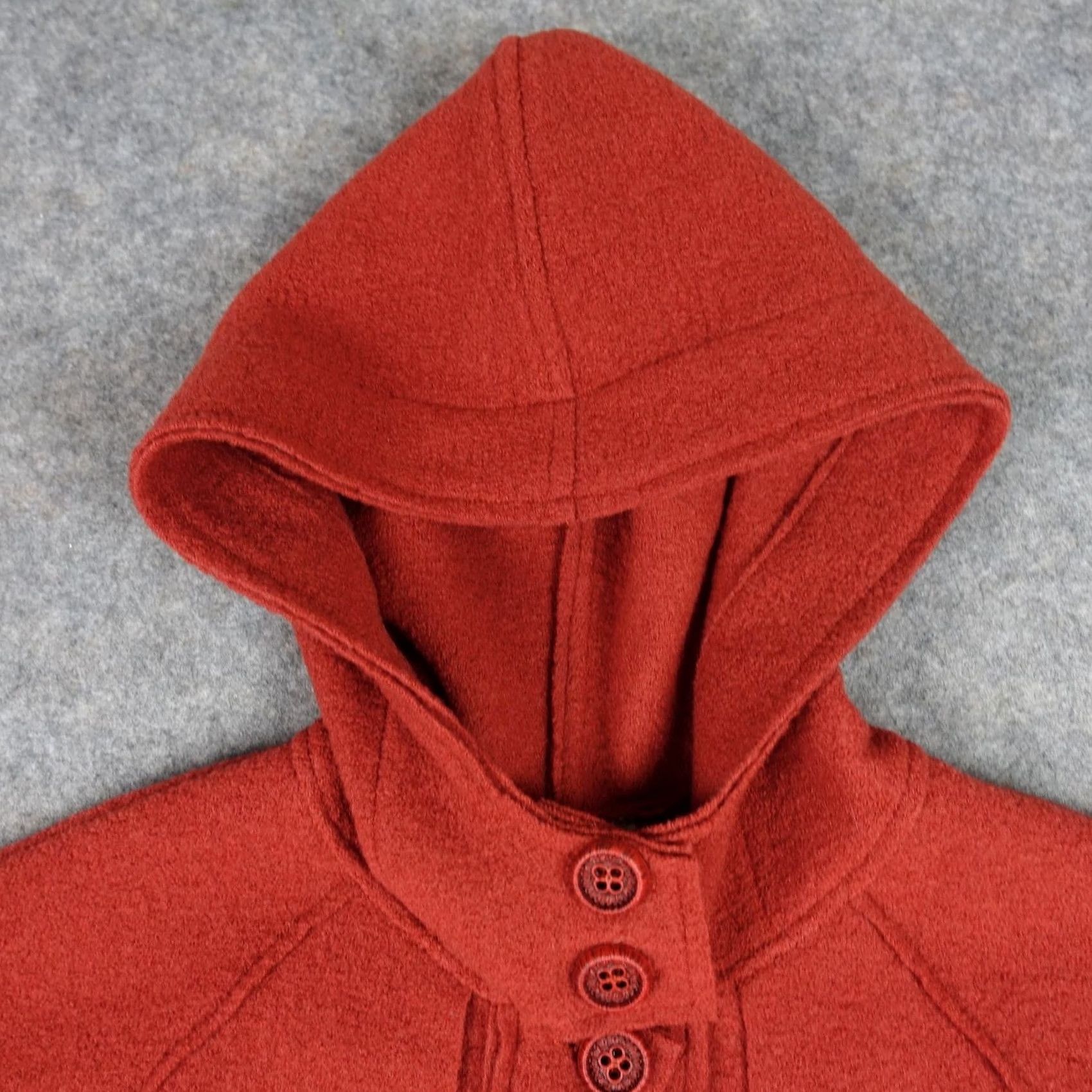 Vintage Evatralala Paris Cape Wool Red Hooded One Size Womens France Made in France Size ONE SIZE - 2 Thumbnail