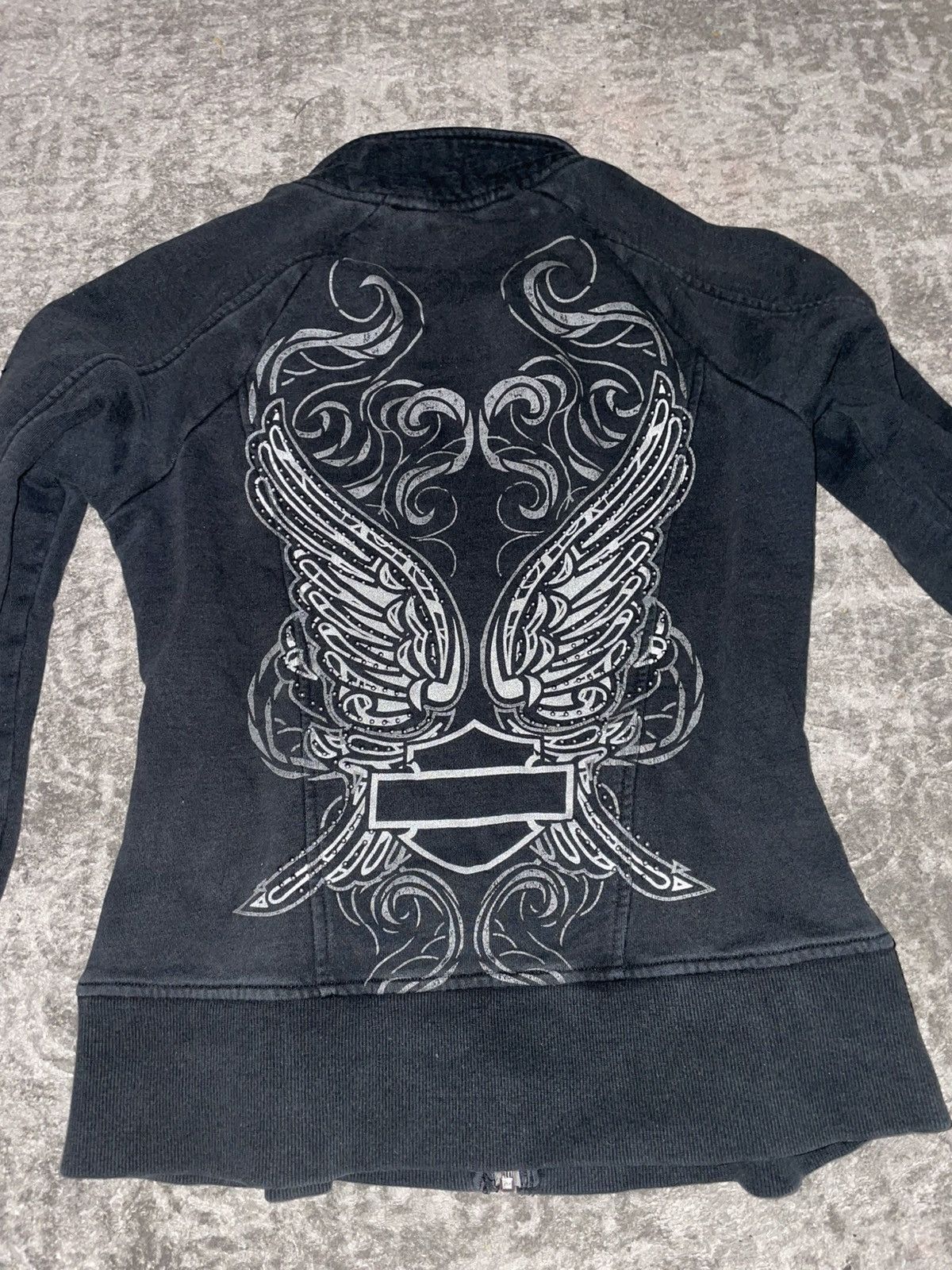 Harley Davidson Vintage Harley Davidson bedazzled back zip up🖤 Size M / US 6-8 / IT 42-44 - 2 Thumbnail