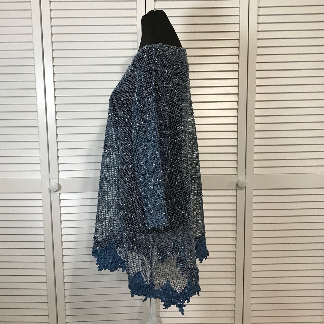 Blair Blair Boho Navy Blue Fishnet Mesh Oversized Tunic Blouse XL Size XL / US 12-14 / IT 48-50 - 2 Thumbnail