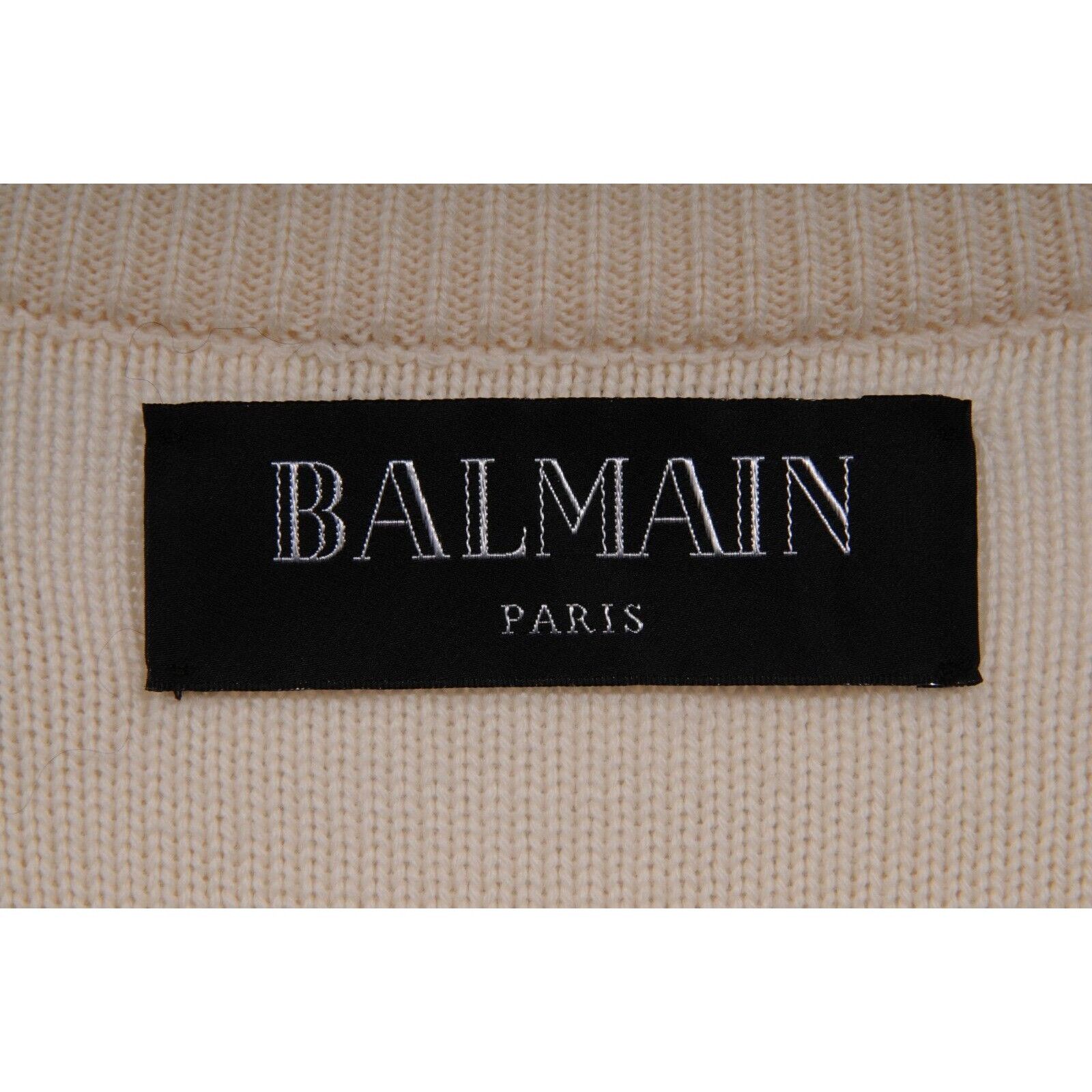 Balmain Glitter Stripped Sweater Cream Silver Wool Size US L / EU 52-54 / 3 - 6 Thumbnail