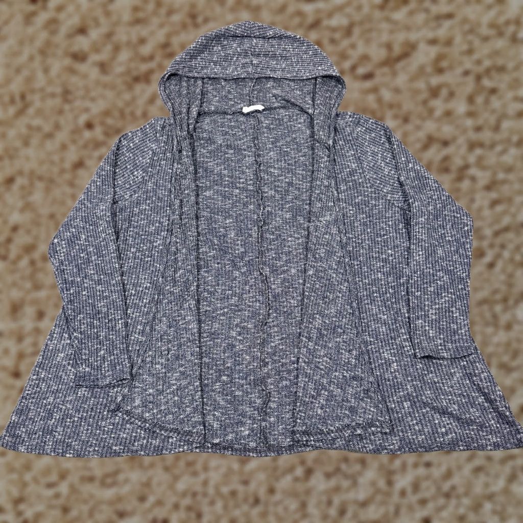 Vintage August Mist Open Front Cardigan Sweater 1X Gray Women's Plus Size Knit Hooded Lightweight Open Front Casual 90s Theme Mens Womens Size XL / US 12-14 / IT 48-50 - 1 Thumbnail