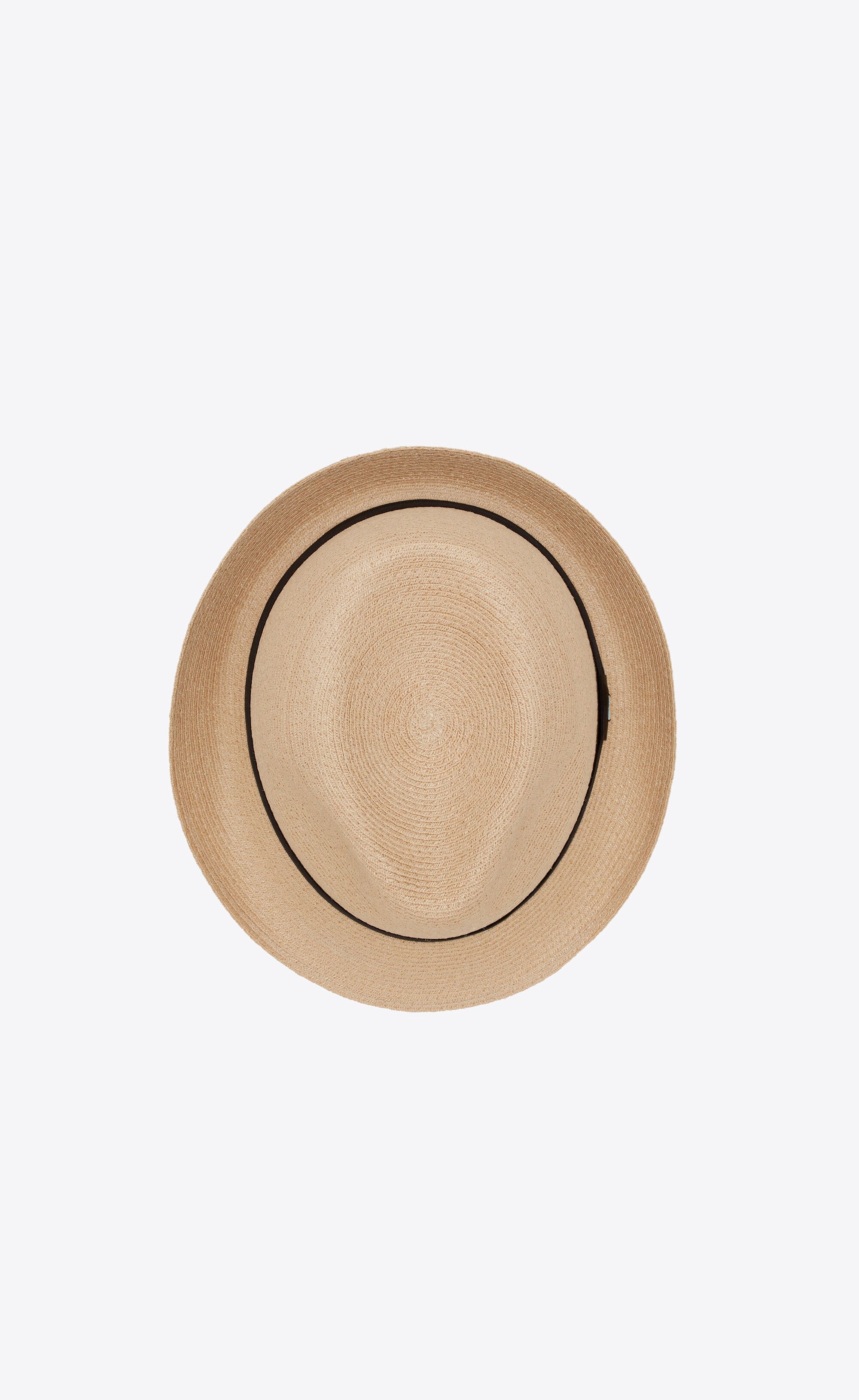 Saint Laurent Paris o1s1wg110125 Size: 60 / 733862 Trilby Hat Straw Black/Beige Size ONE SIZE - 4 Thumbnail