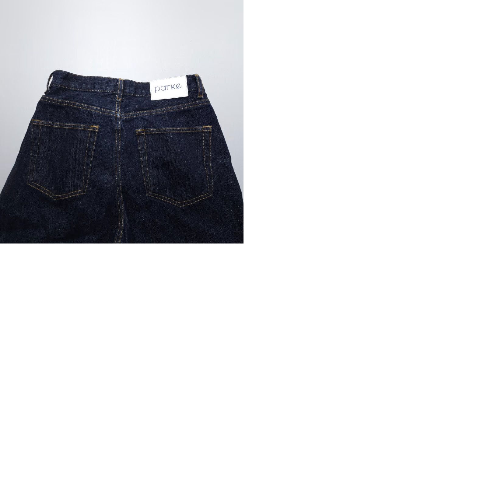 Parker Parke Jeans Womens 25 Straight High Rise Button Fly Inseam 30" Dark Wash Blue 5-Pocket Denim Cotton Regular Casual Summer Winter Size 42" / US 20 - 9 Thumbnail
