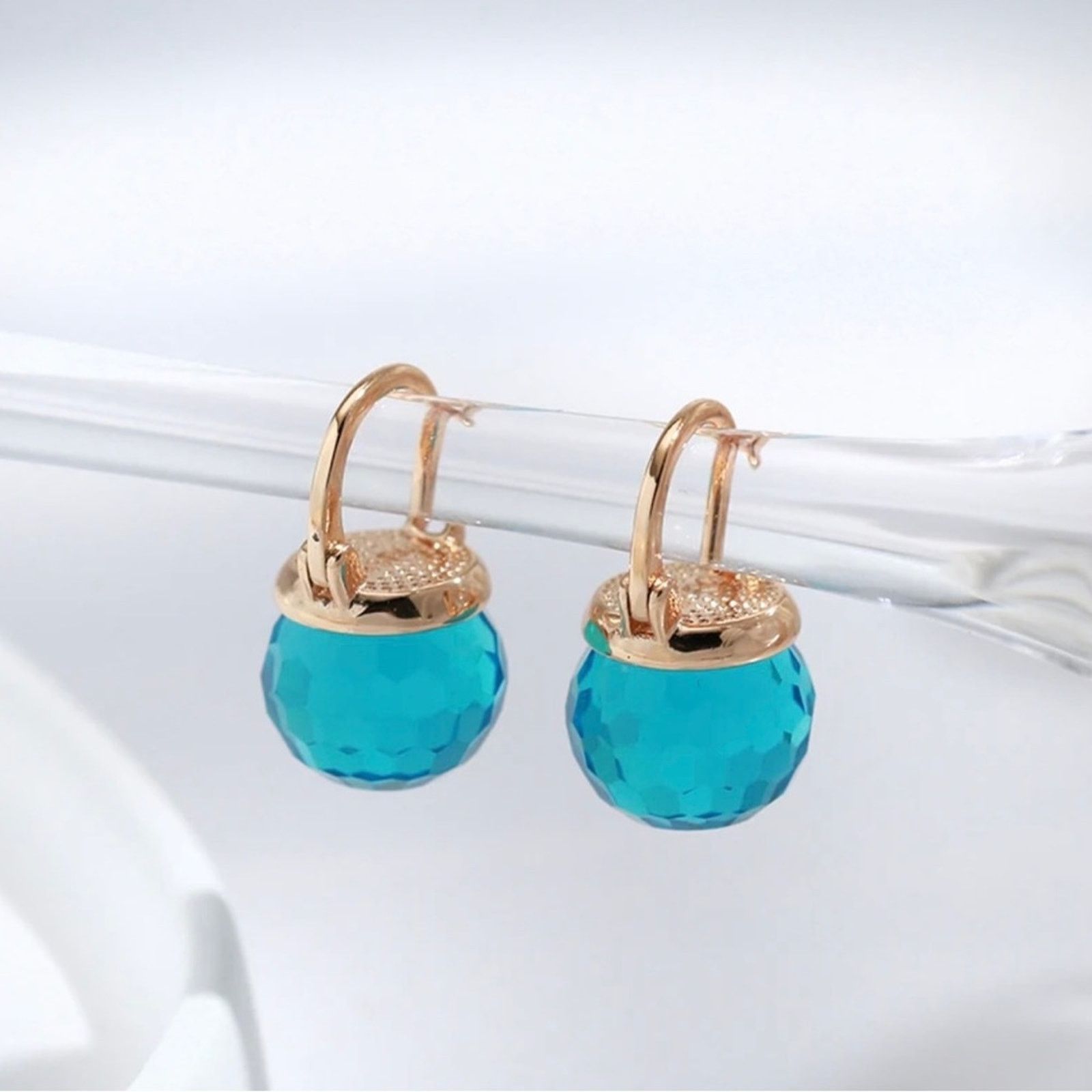 Other Blue Ball Zirconia Earrings Size ONE SIZE - 3 Thumbnail