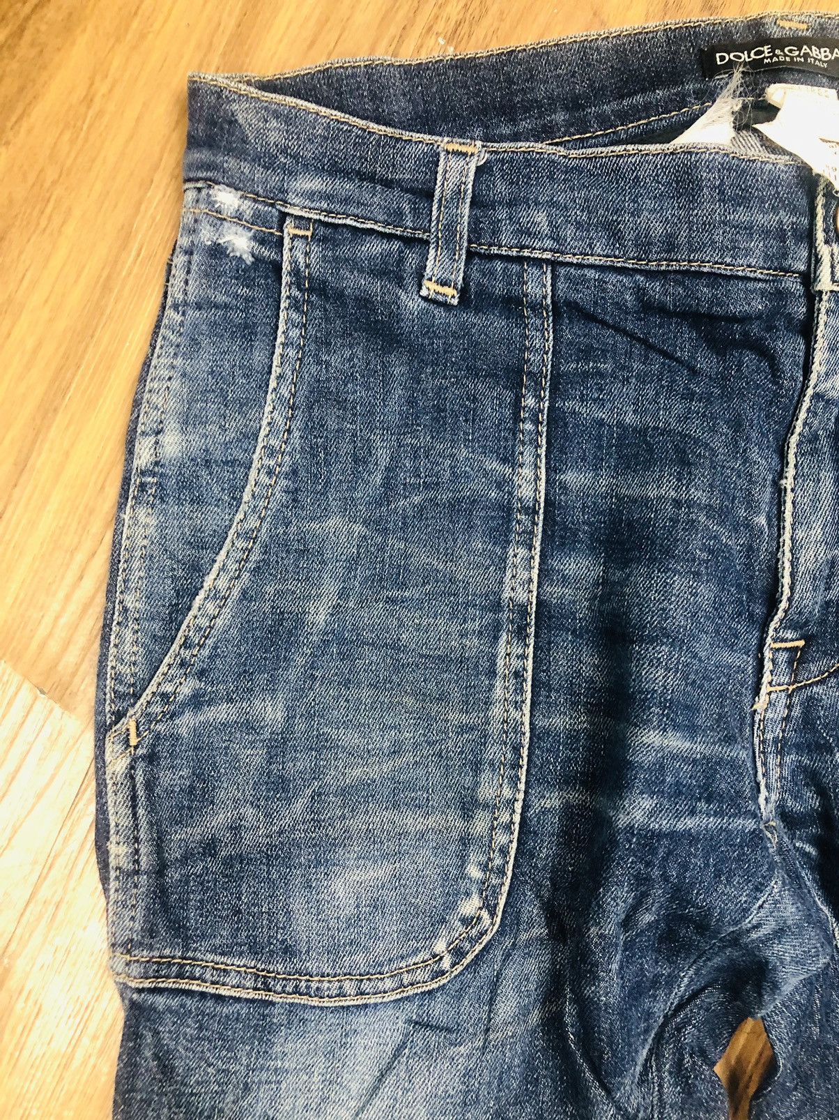 Dolce & Gabbana D&G Men's Carpenter Distressed Wash Blue Jeans (38) Size US 30 / EU 46 - 5 Thumbnail