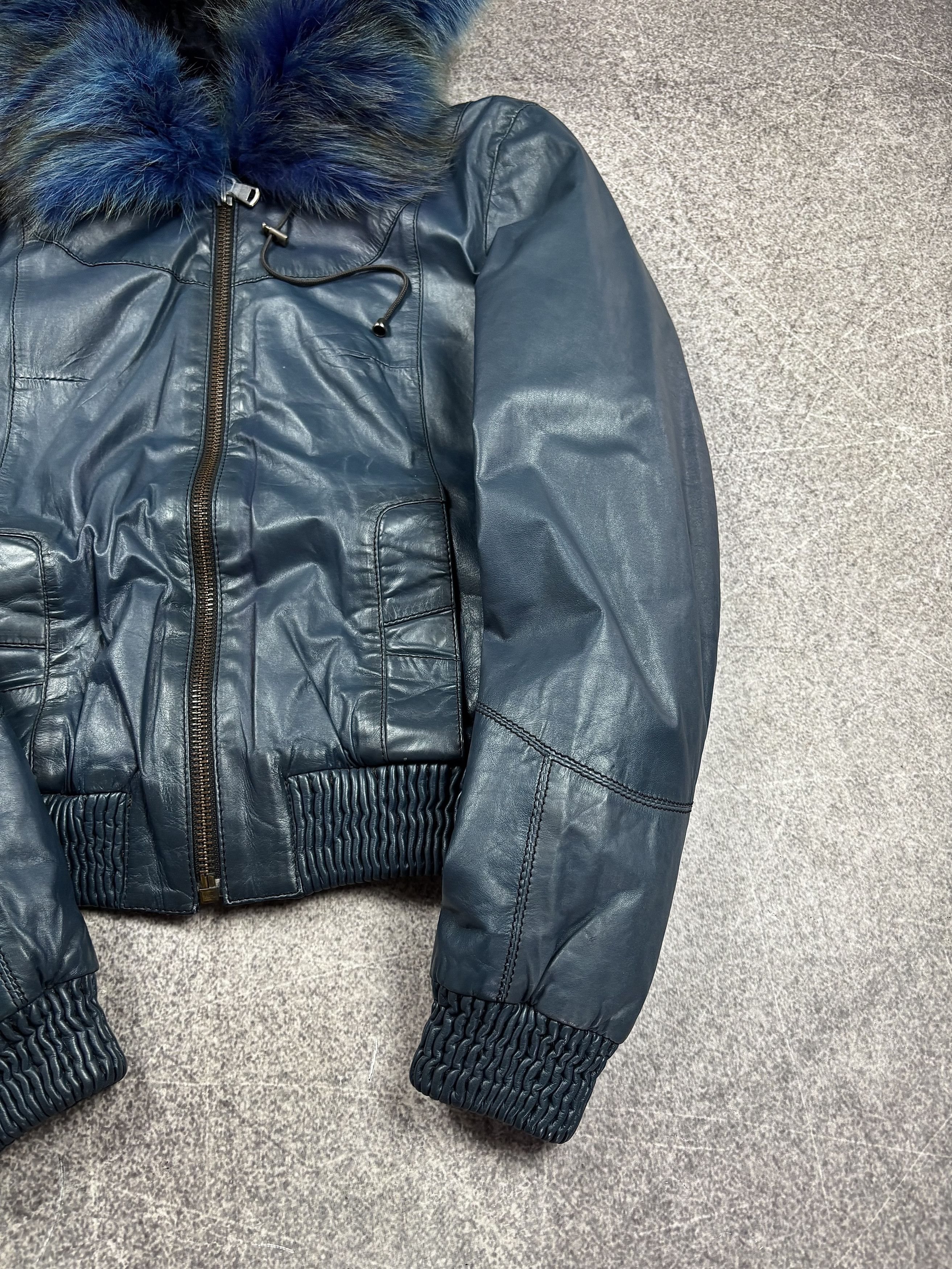 rare rick owens type cropped fur bomber leather jacket y2k