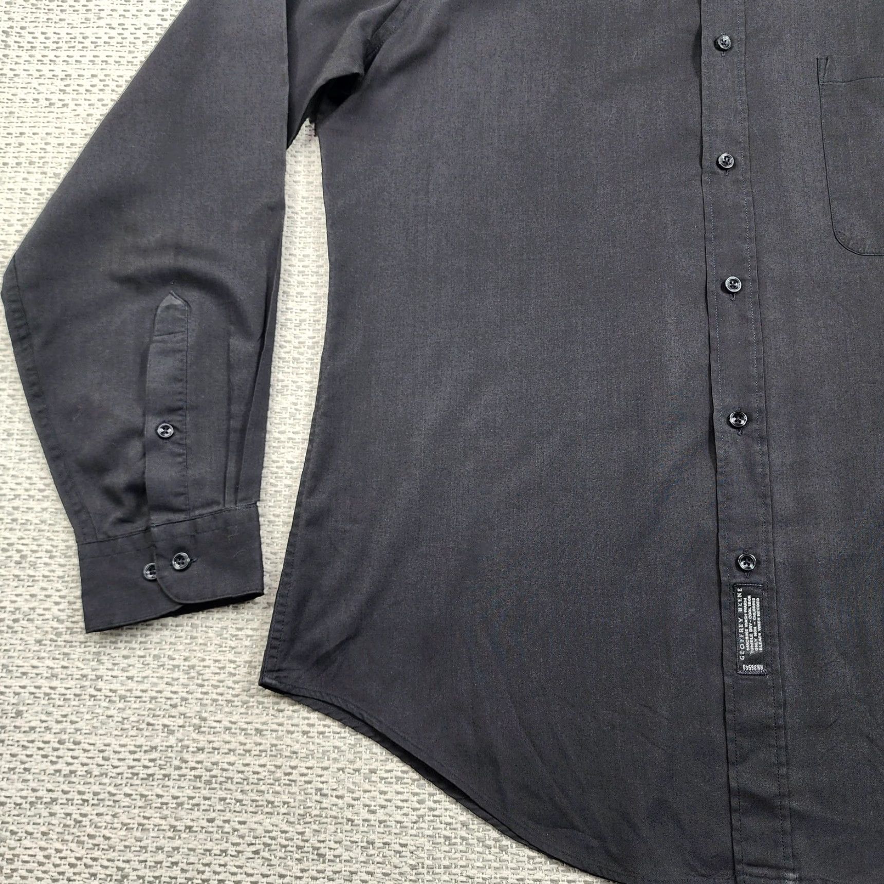 Geoffrey Beene Geoffrey Beene Shirt Mens 16.5 Black Dress Long Sleeve Slim Fitted Pocket USA Shirt Size 46R - 3 Thumbnail