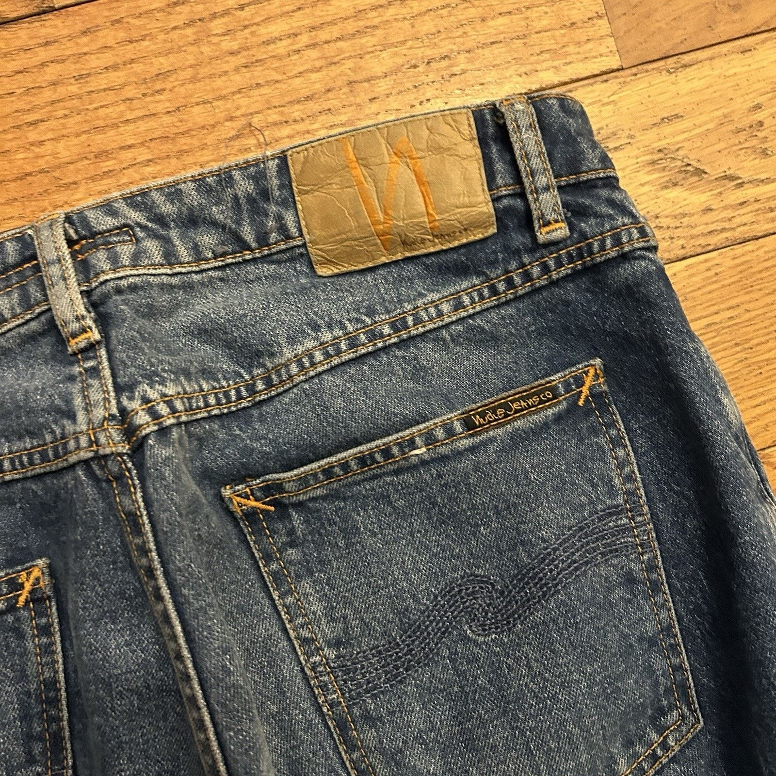 Nudie Jeans Straight Sally Indigo Autumn Blue Stretch Jeans 32x30 Size 32" / US 10 / IT 46 - 7 Thumbnail