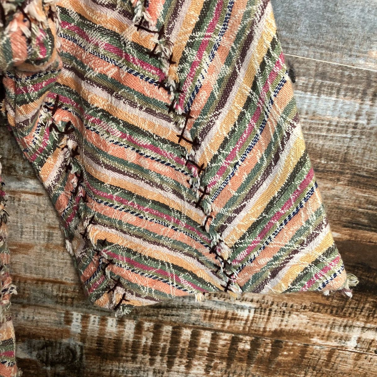Homespun Knitwear Japan vintage patchwork sashiko kimono cardigan Knit #A1525 Size US XL / EU 56 / 4 - 8 Thumbnail