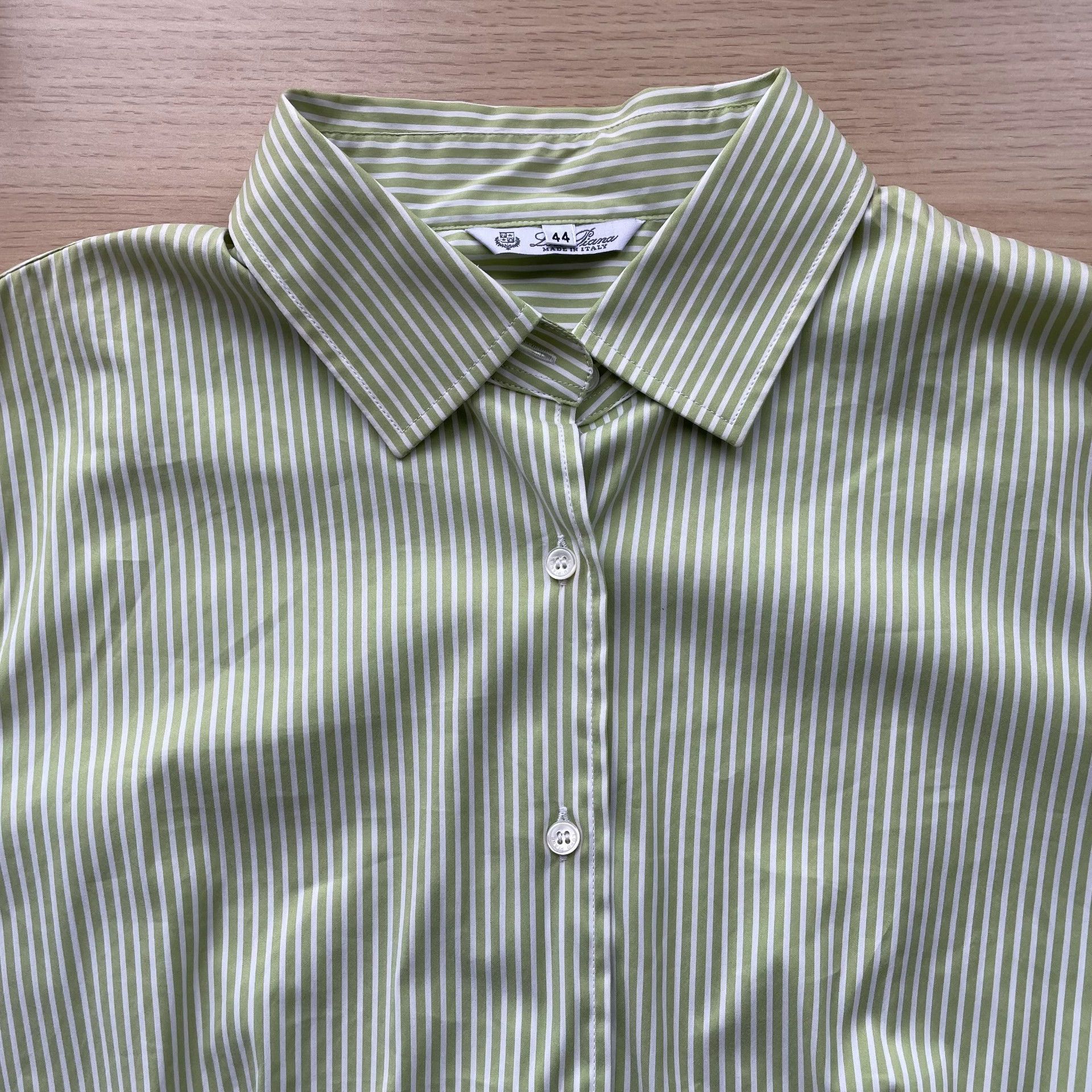 Loro Piana Loro Piana Striped LS Shirt Women's White & Green 44 99 New Size M / US 6-8 / IT 42-44 - 3 Thumbnail