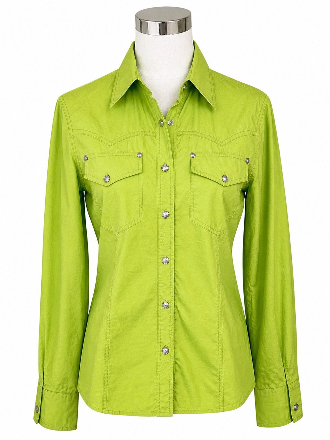 Versace VERSACE Rare Women Vintage 90s Lime Green Shirt Blouse Y2K Size L / US 10 / IT 46 - 1 Thumbnail