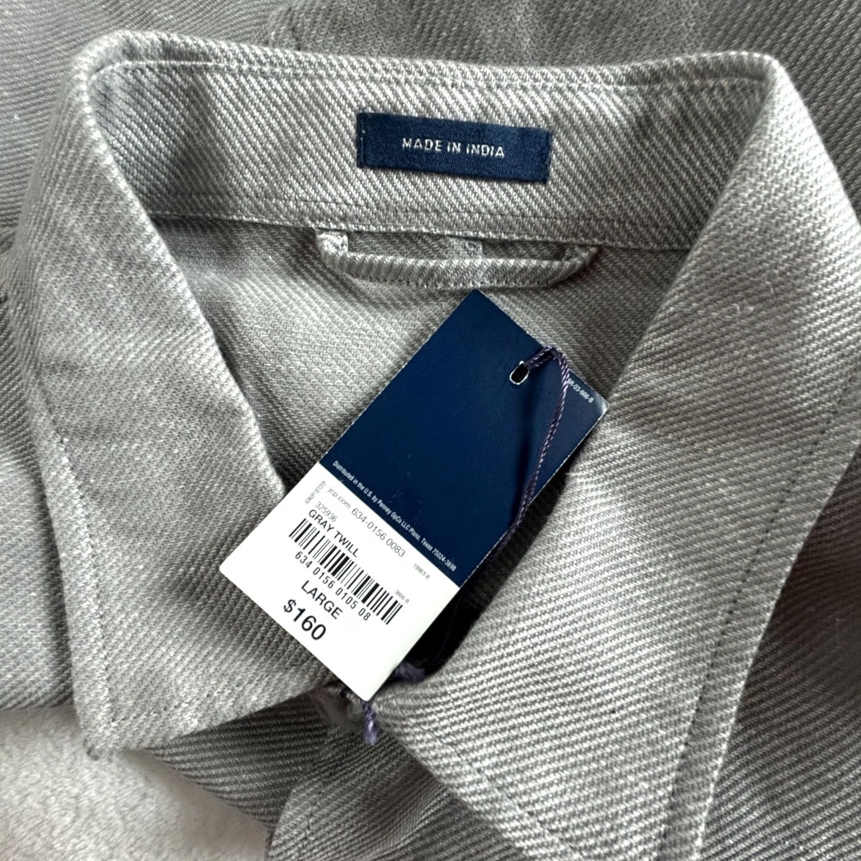 Stafford Stafford Men's Gray Twill Button Front Shirt Long Sleeve Linen Blend Large NWT Size US L / EU 52-54 / 3 - 3 Thumbnail