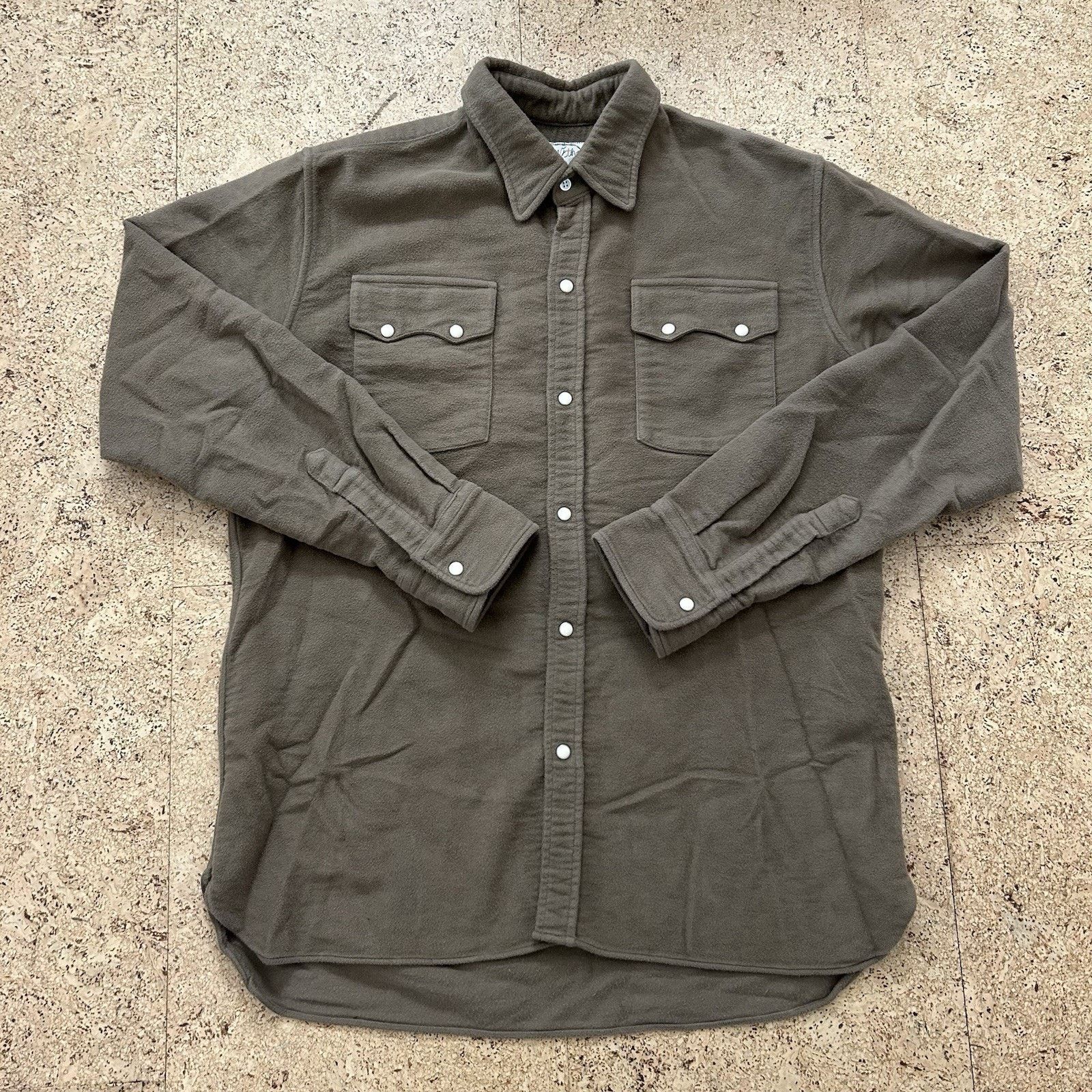 WYTHE Moleskin Chamois Pearl Snap Western Button Up Shirt Large Size US L / EU 52-54 / 3 - 3 Thumbnail