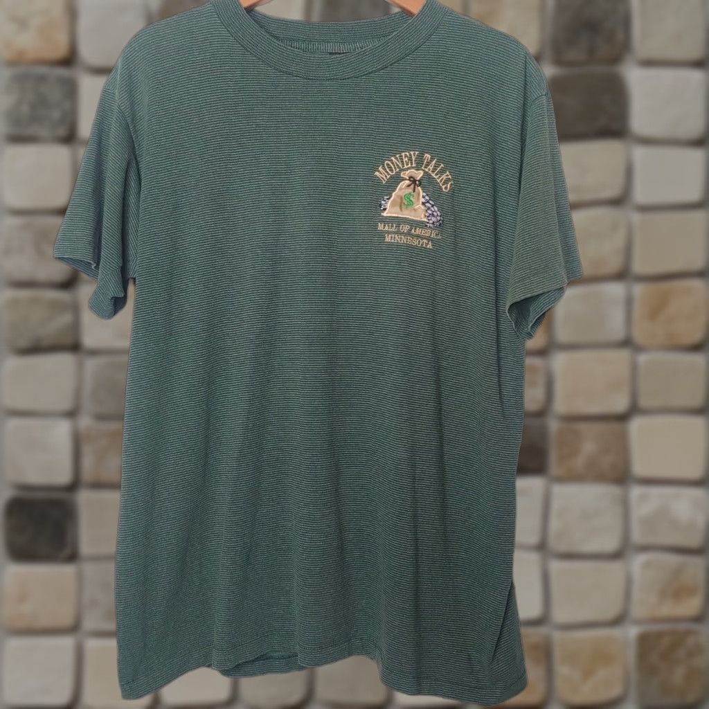 Vintage VINTAGE Mall of America Shirt XL Green 90s Money Talks Embroidered Crew Neck T-Shirt Men Size US XL / EU 56 / 4 - 1 Thumbnail