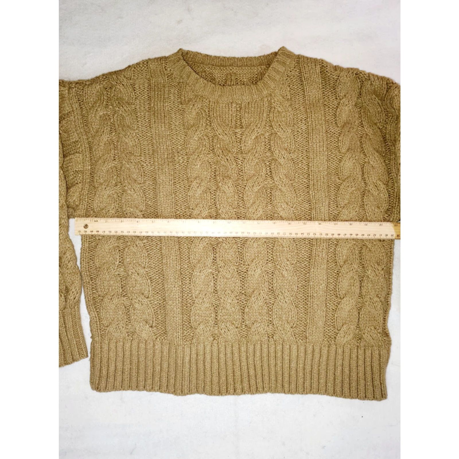 Vintage Dazy Long Sleeve Sweater Beige Cable Knit Size S-M Polyester Crew Neck Womens Pullover Classic All Seasons Size S / US 4 / IT 40 - 3 Thumbnail