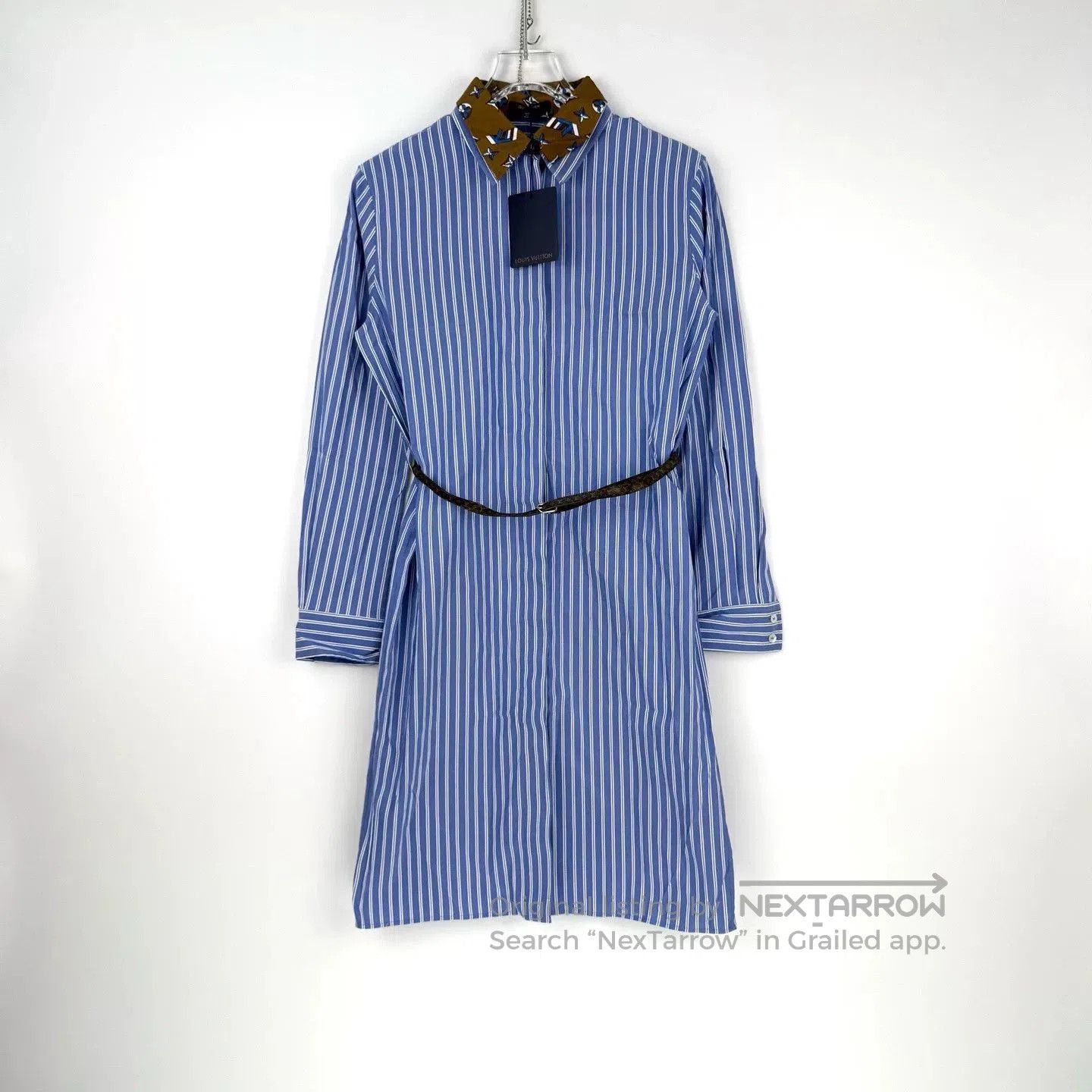 Louis Vuitton Blue White Stripe Logo Shirt Dress. Size M / US 6-8 / IT 42-44 - 3 Thumbnail