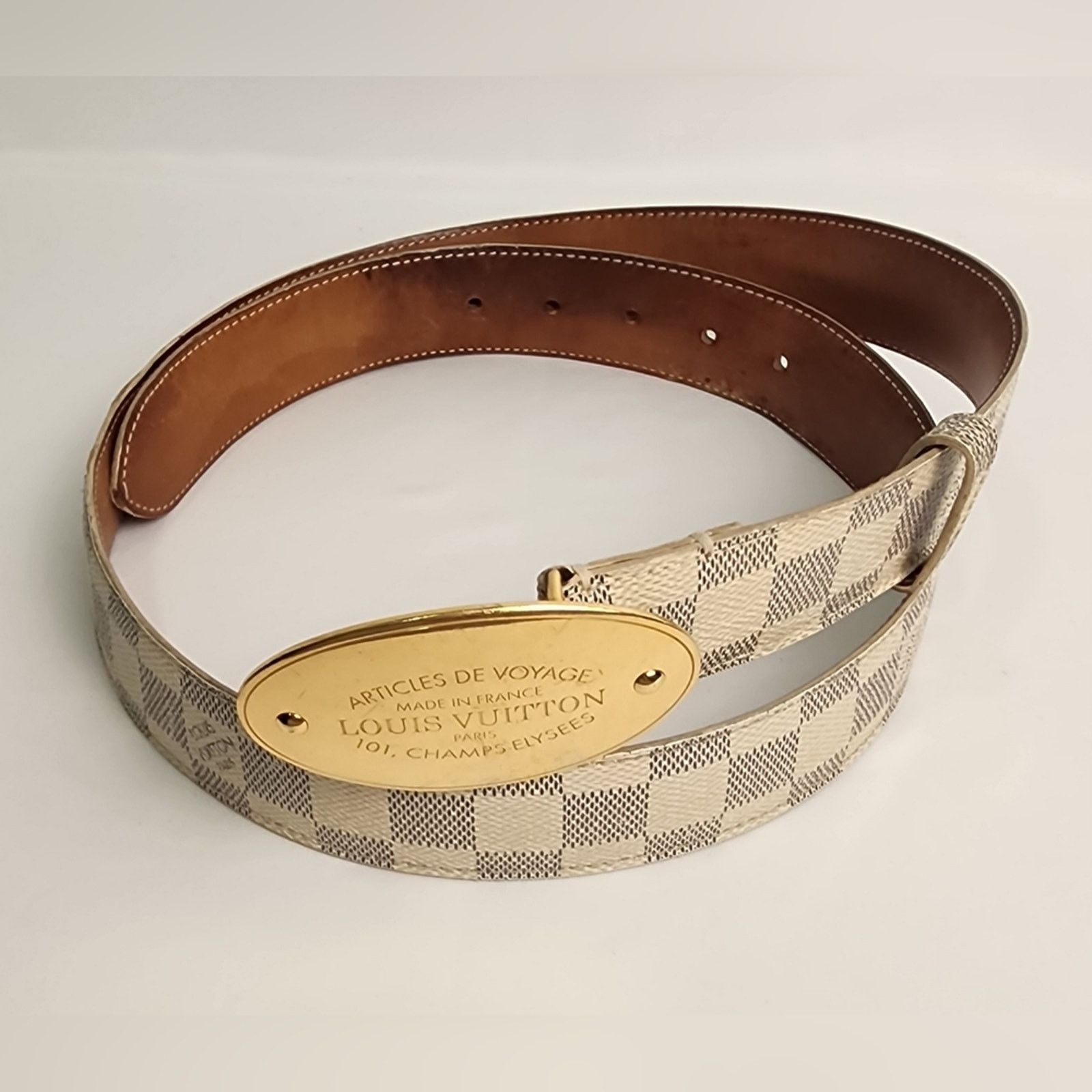 Louis Vuitton Louis Vuitton Damier Azur Canvas Voyage Belt 100/40 Size ONE SIZE - 7 Thumbnail