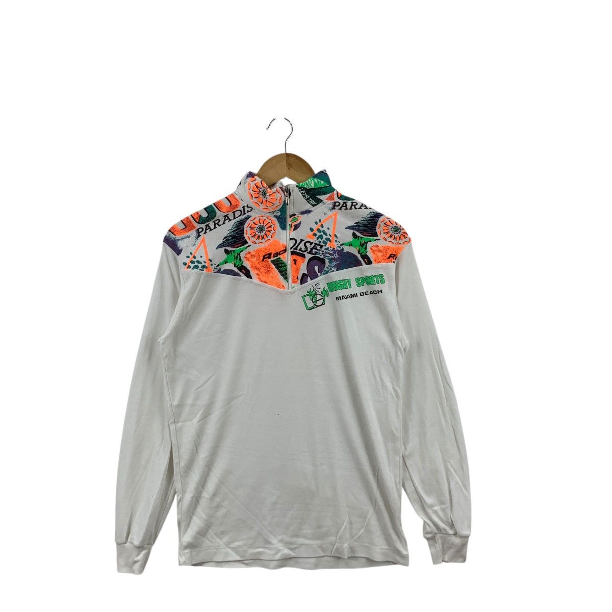 Vintage Vintage DINGHY SPORTS MIAMI BEACH Half Zipper Tee Shirt Top Size L / US 10 / IT 46 - 3 Thumbnail