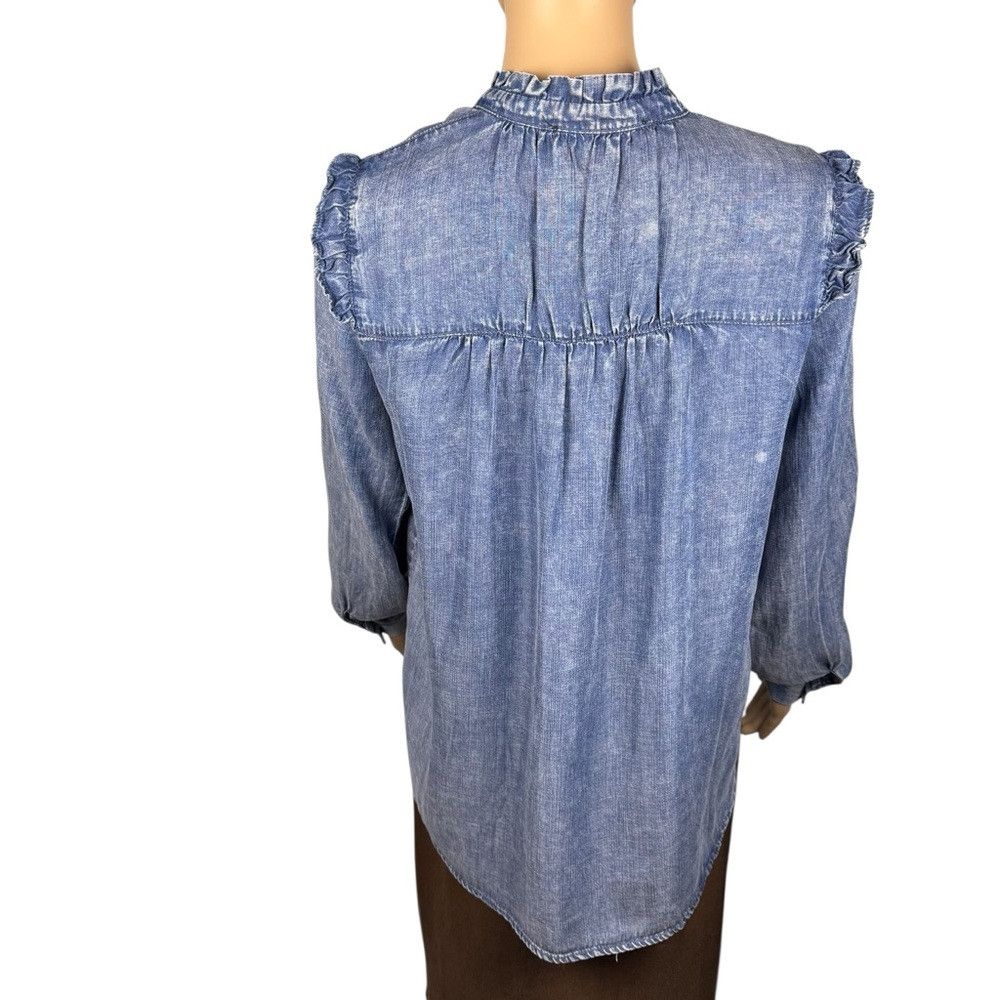 Other NWT New Jane And Delancey Blue Denim Chambray Ruffle Shirt Size XS / US 0-2 / IT 36-38 - 4 Thumbnail