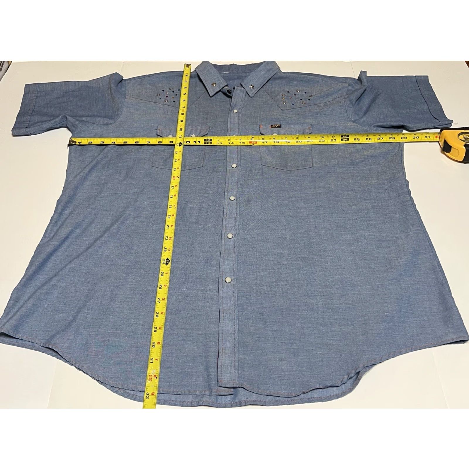 J Brand VINTAGE DEE CEE Western Shirt Cowboy Pearl Snap Blue Chambray 3XL Mens Size US XXL / EU 58 / 5 - 4 Thumbnail