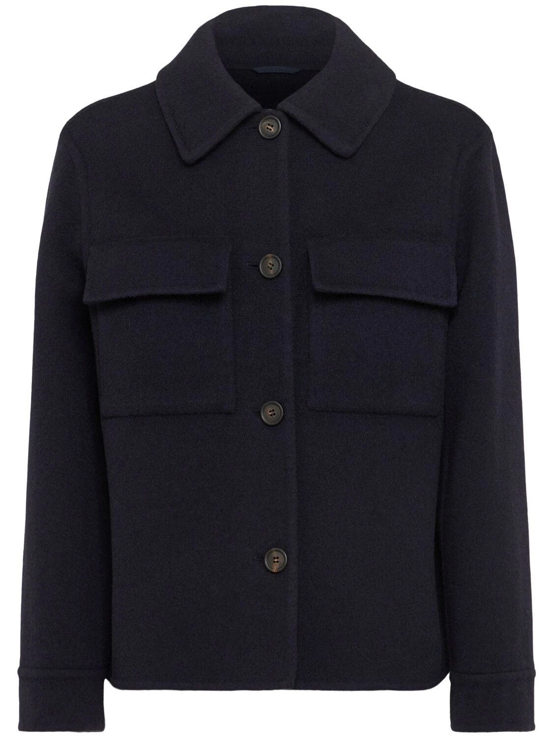 BRUNELLO CUCINELLI Blue Wool/Cashmere Coat New & Authentic