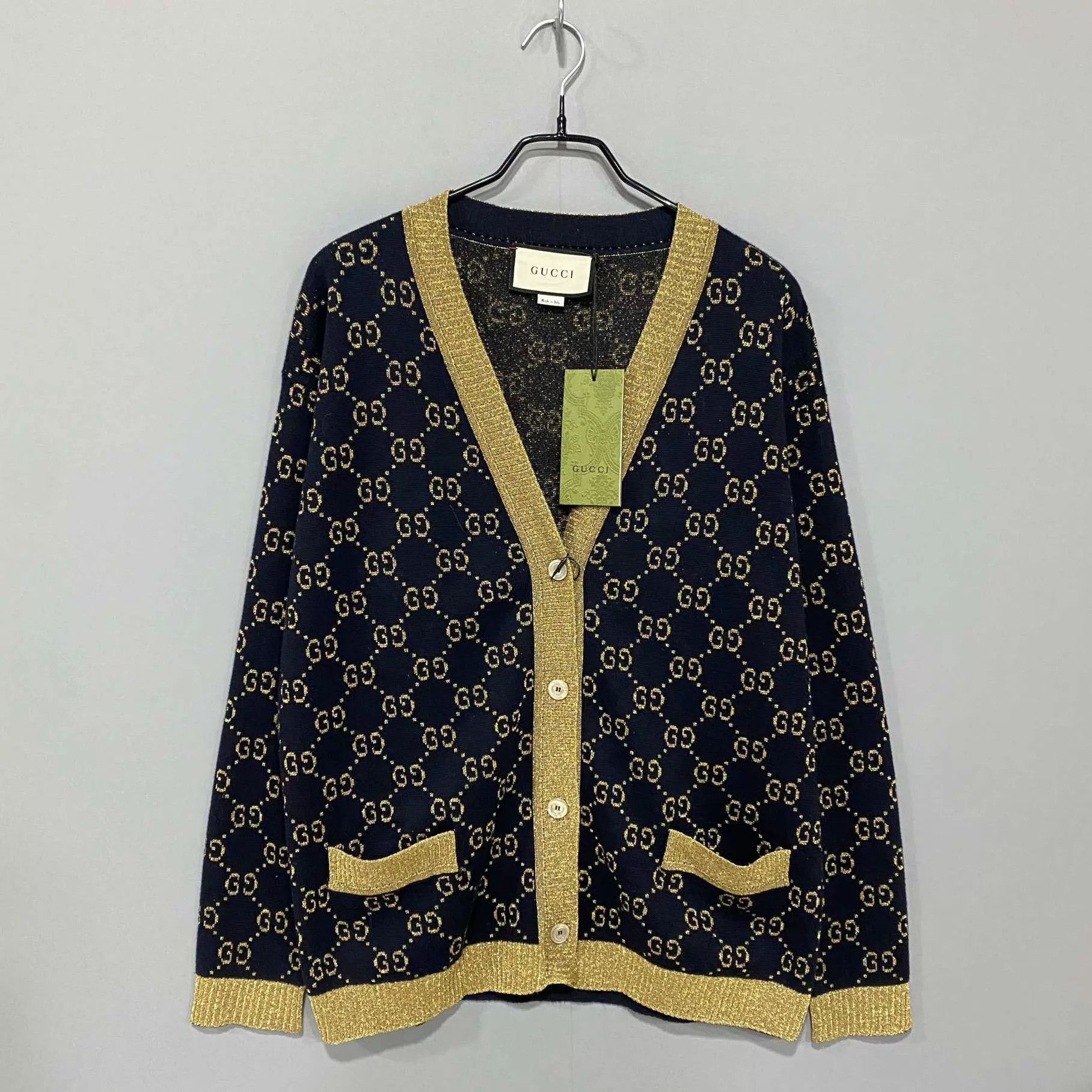 Gucci GUCCI GG gold thread print cardigan S Size S / US 4 / IT 40 - 1 Thumbnail