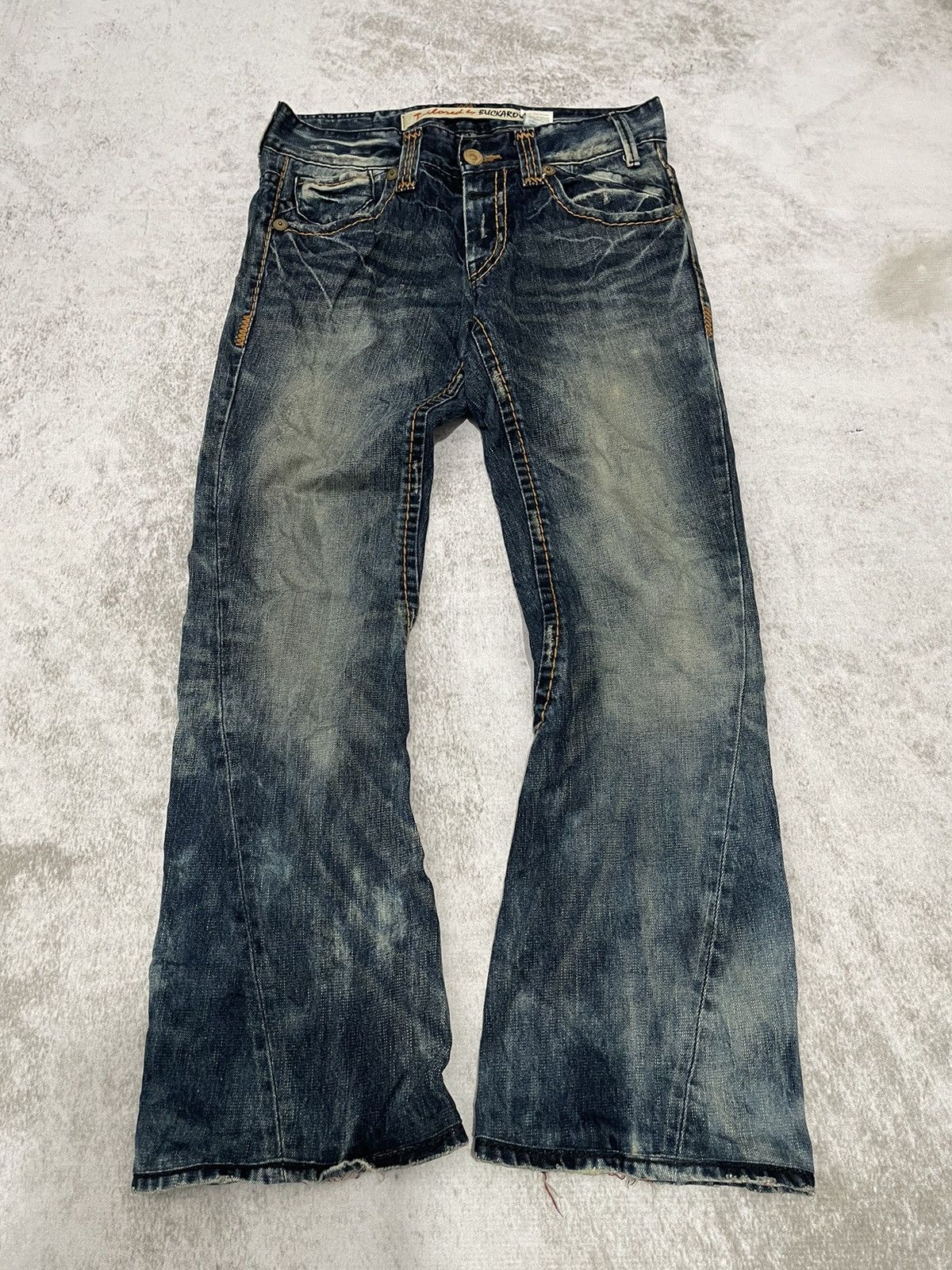 If Six Was Nine × Japanese Brand × Le Grande Bleu (L.G.B.) 2000s Flared buckaro acid wash japan denim pants y2k style Size US 31 - 1 Thumbnail
