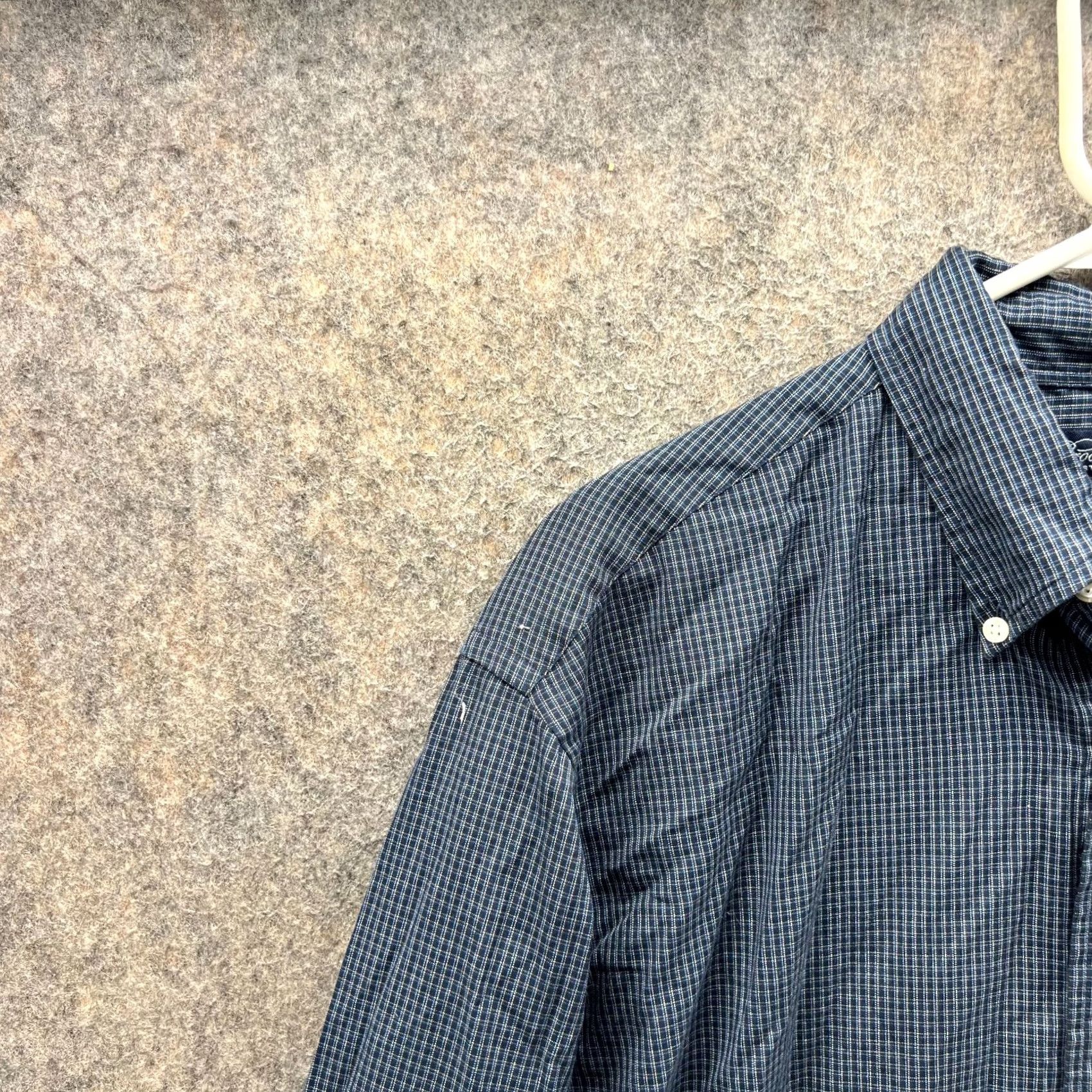 Brooks Brothers Brooks Brothers Dress Shirt Mens Medium Blue Navy Gingham - Vintage - Size 40R - 7 Thumbnail