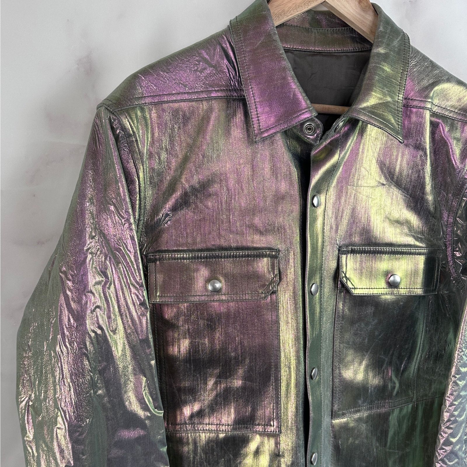 Rick Owens Rick Owens S/S20 Iris Shiny Denim Outershirt Size US L / EU 52-54 / 3 - 3 Thumbnail