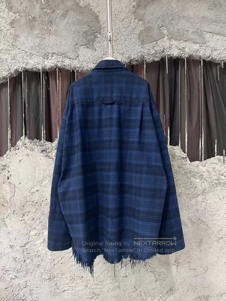Balenciaga Balenciaga Black Blue Plaid Distressed Shirt. Size US XXS / EU 40 - 2 Thumbnail