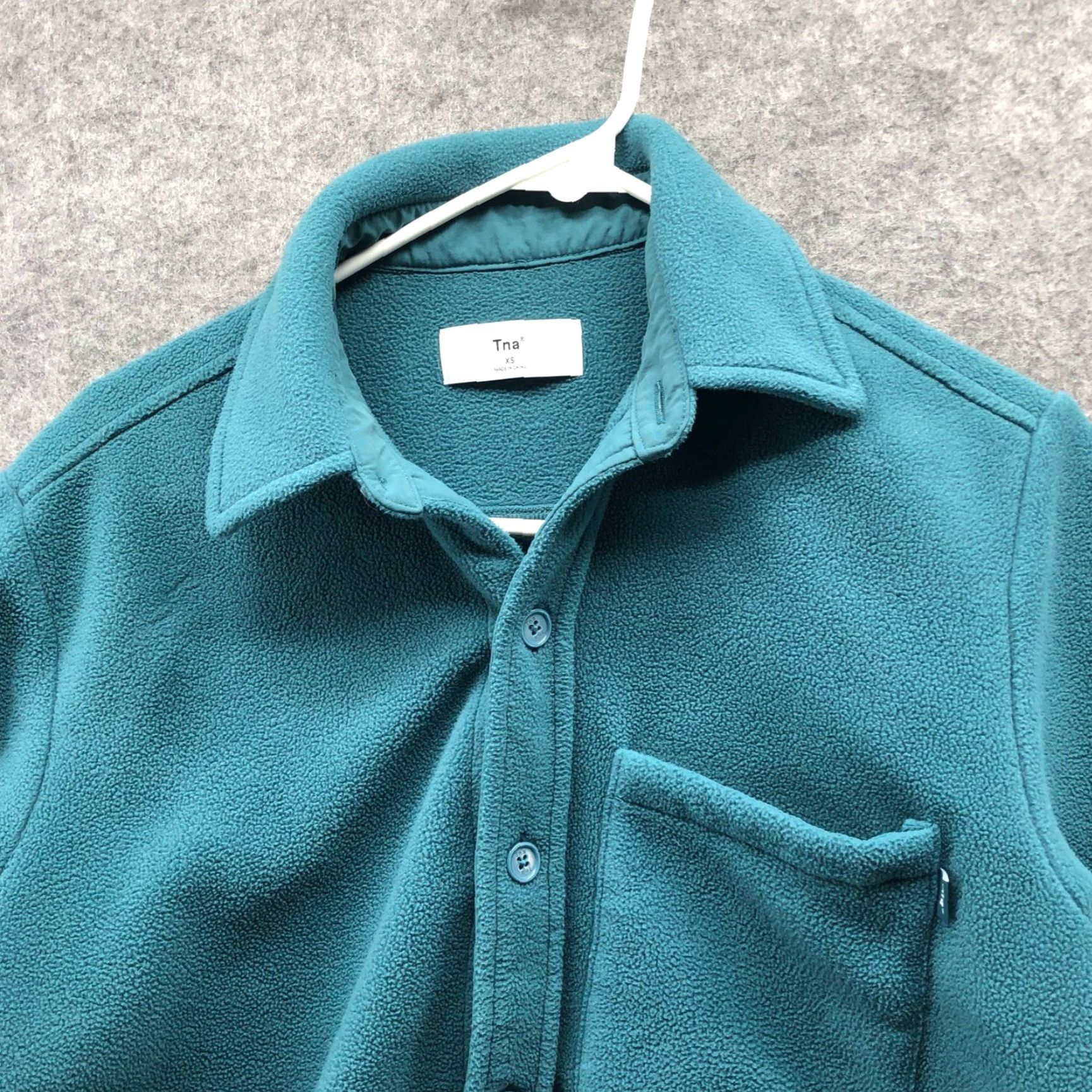 TNA TNA Polar Fleece Shirt Jacket Womens XS Teal Shacket Button Front Sweater Size XS / US 0-2 / IT 36-38 - 7 Thumbnail