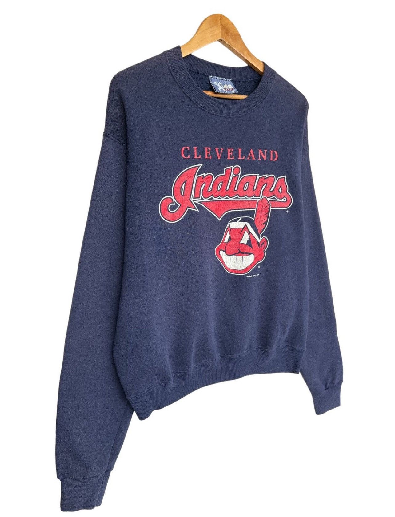 MLB × Starter × Vintage Vintage 90s MLB Cleverland Indians Sweatshirt Navy Blue Size US M / EU 48-50 / 2 - 2 Thumbnail