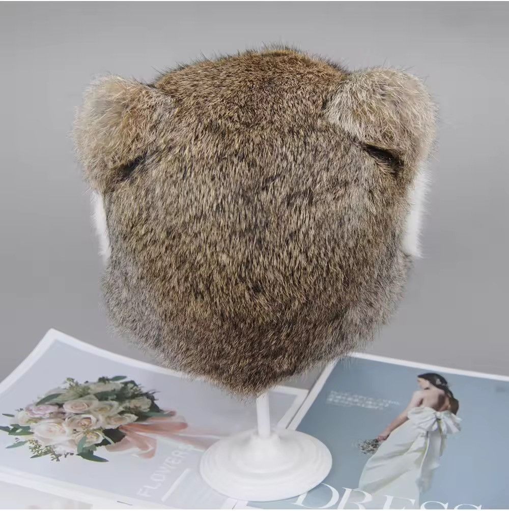 Japanese Brand Aesthetic Rabbit Fur Hat Unisex Size ONE SIZE - 2 Thumbnail