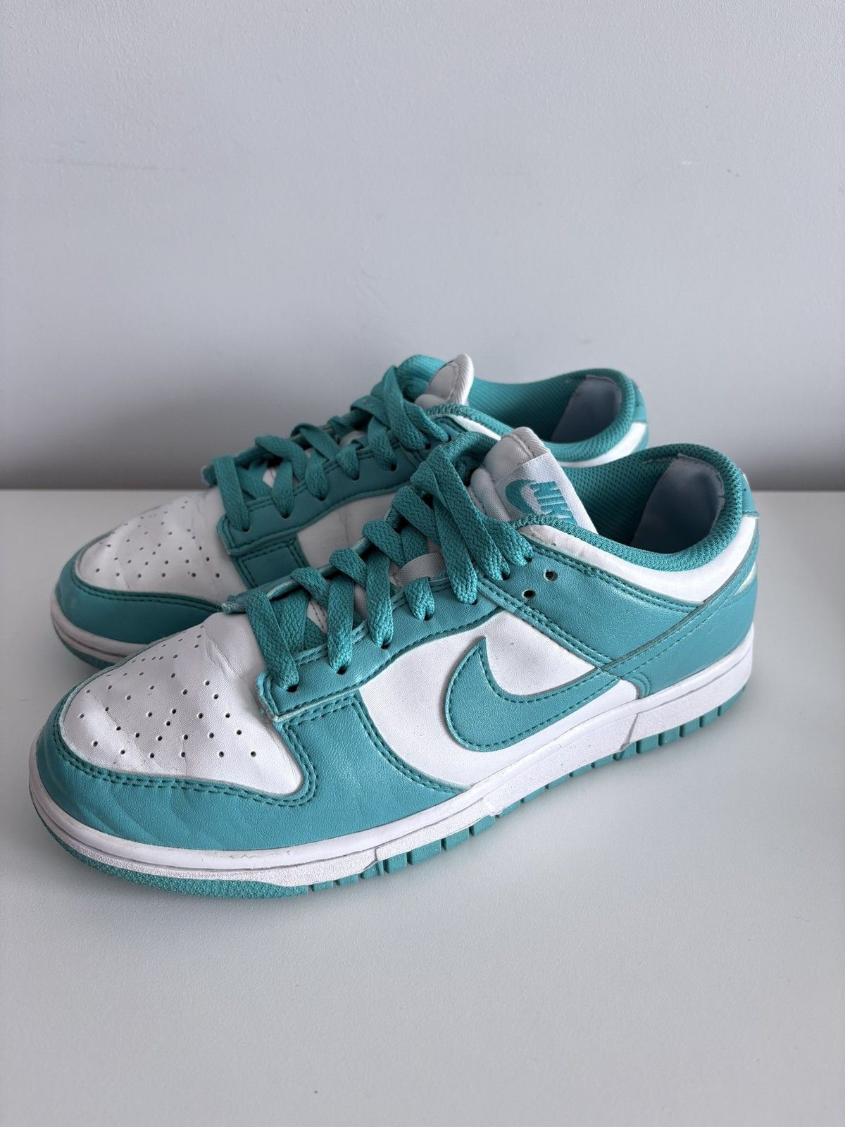 Nike Nike Dunk Low white turquoise leather sneakers size 38.5 Size US 8.5 / IT 38.5 - 1 Thumbnail