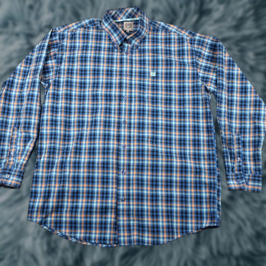 Vintage Cinch Button Shirt Mens M Blue Check Long Sleeve Rodeo Cowboy Ranch EUC Size US M / EU 48-50 / 2 - 1 Thumbnail