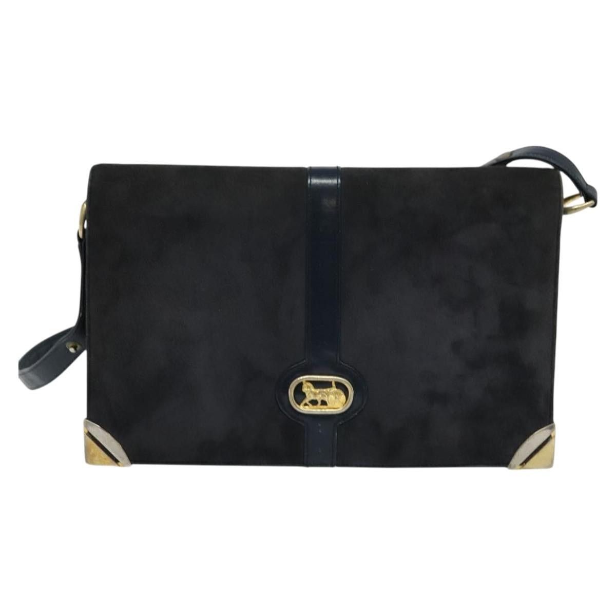 Celine CELINE Shoulder Bag Suede Navy Gold Size ONE SIZE - 2 Thumbnail