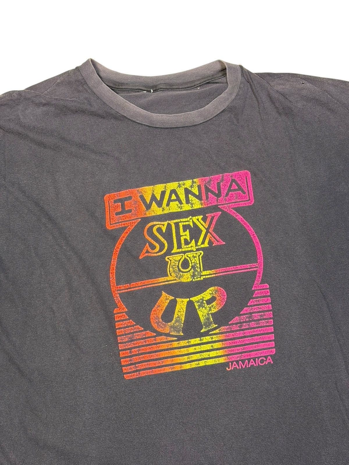 Vintage *RARE* I WANNA SEX YOU UP VINTAGE 90s 1990s BLACK FADED TEE Size US XL / EU 56 / 4 - 3 Thumbnail