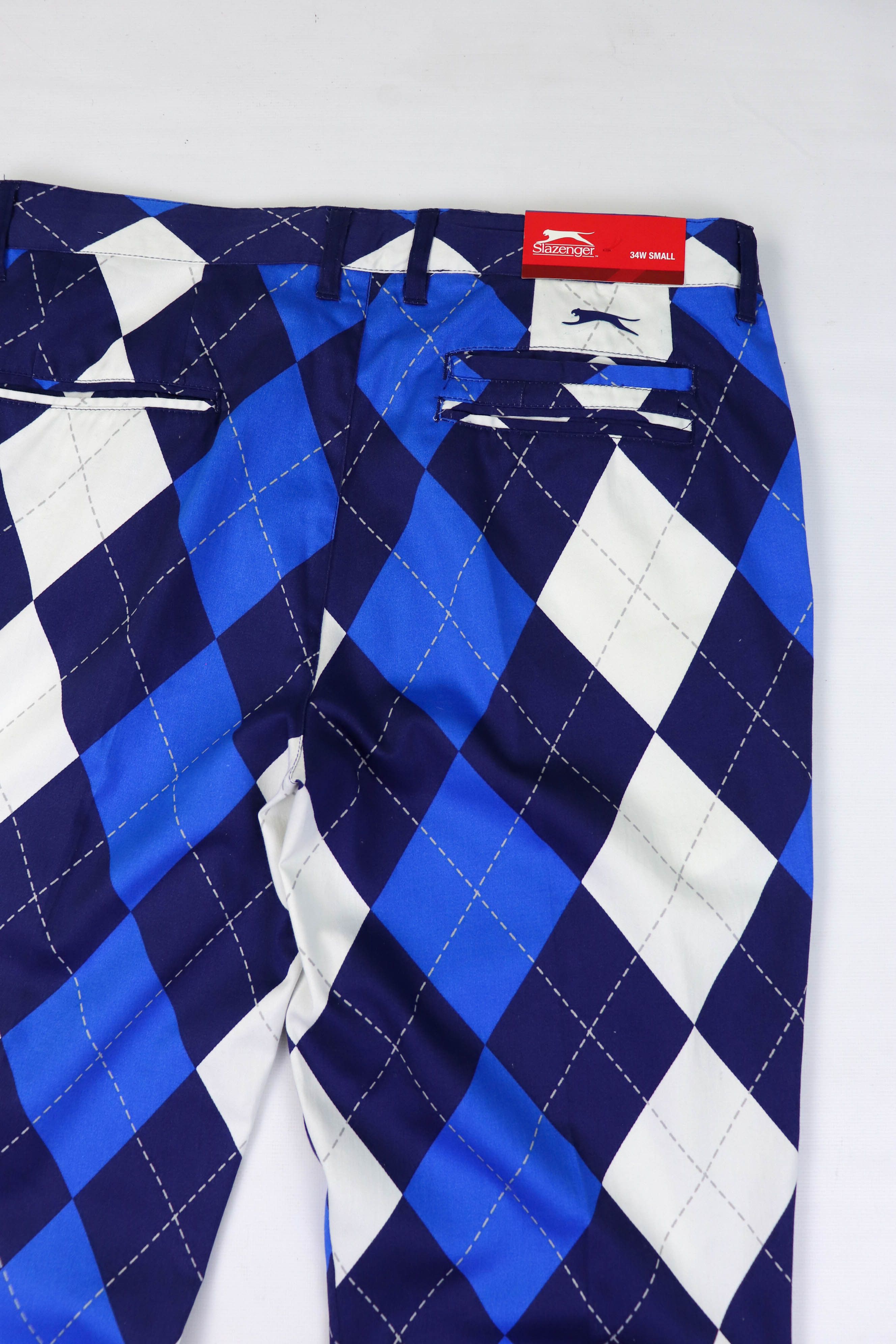 Other NWT Slazenger Funky Golf Navy Royal Checkered Trousers Pants Size US 34 / EU 50 - 5 Thumbnail