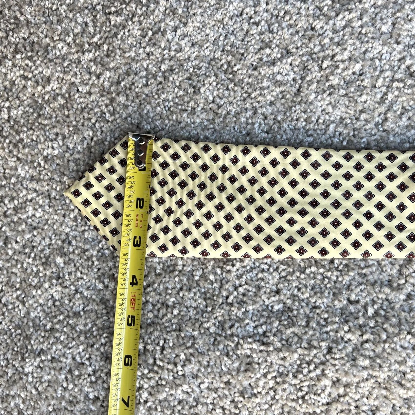 Vintage Silk Tie Mens One Size Yellow Geometric Classic Dress Necktie Handmade Italy Size ONE SIZE - 5 Thumbnail