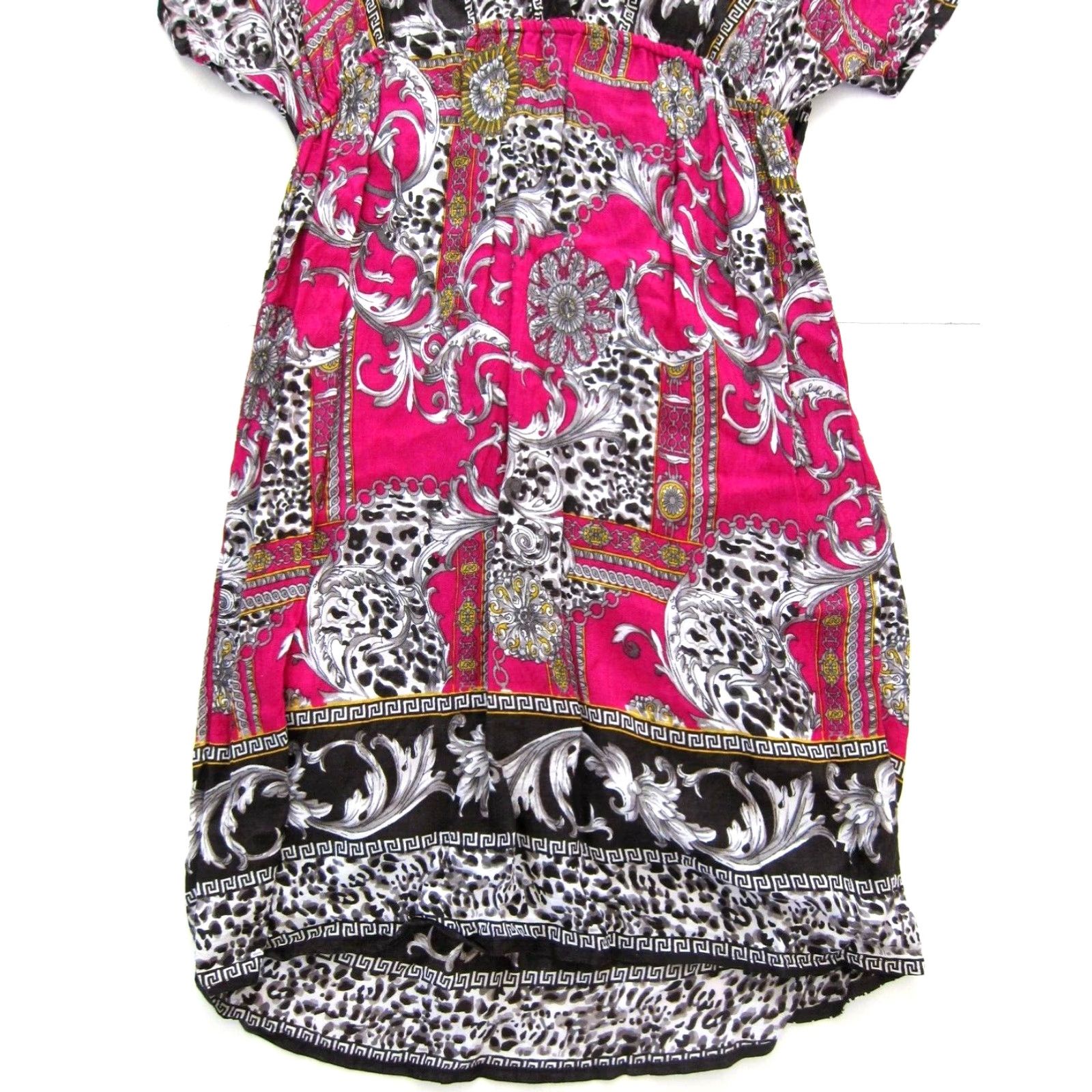 Pinko She's Cool Pink Black Yellow Paisley Floral Short Sleeve Tunic Dress M Size 32" / US 10 / IT 46 - 8 Thumbnail