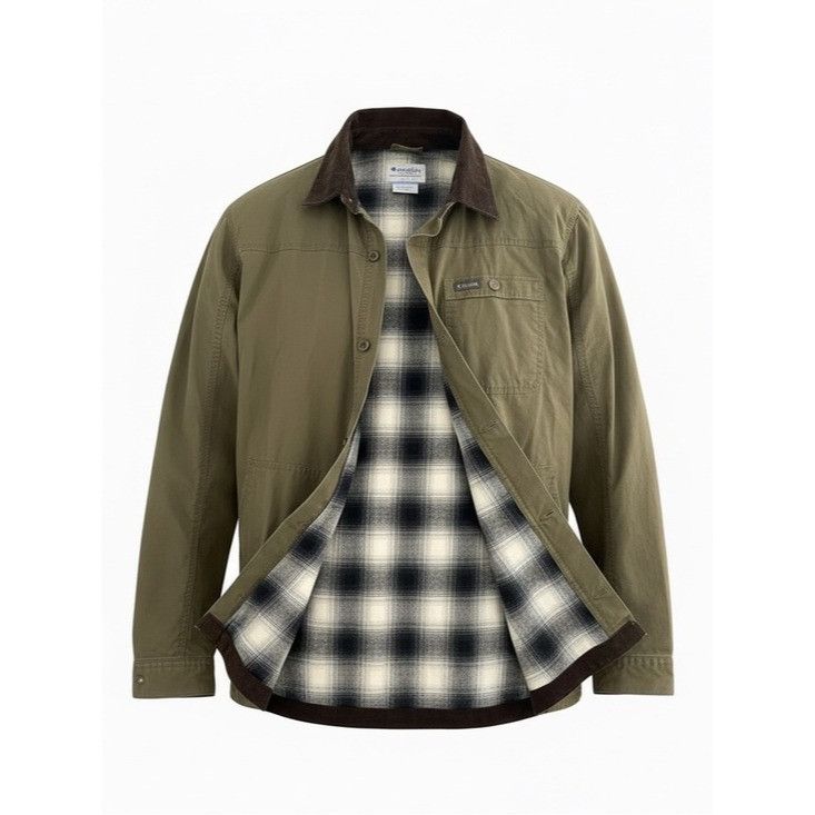 Columbia Columbia Outdoor Olive Utility Chore Jacket with Plaid Linin Size US L / EU 52-54 / 3 - 1 Thumbnail
