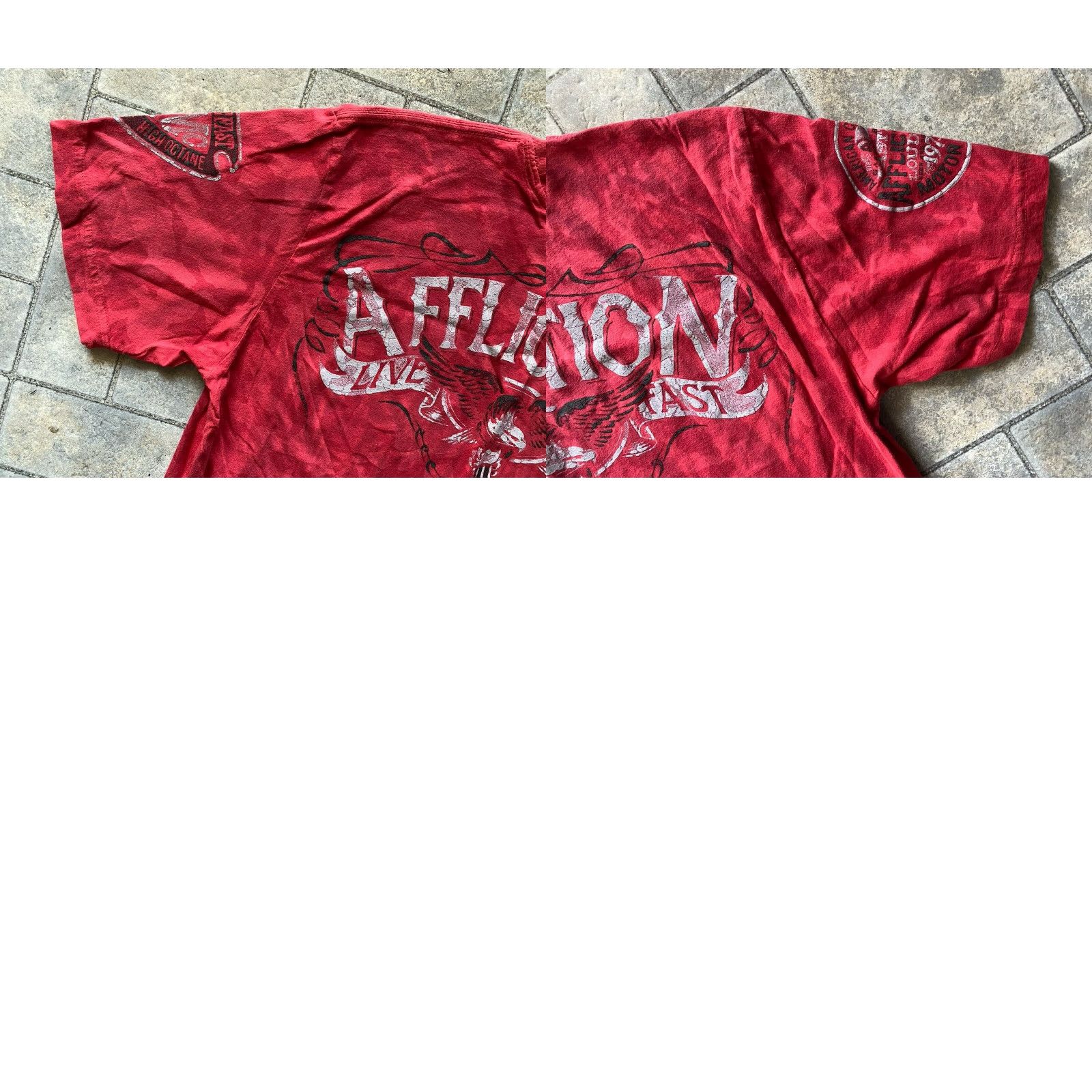 Affliction Affliction T Shirt Men Large Red Short Sleeve Garage Built Motors Live Fast Mens L Red Short Sleeve T-Shirt Affliction Size US L / EU 52-54 / 3 - 10 Thumbnail