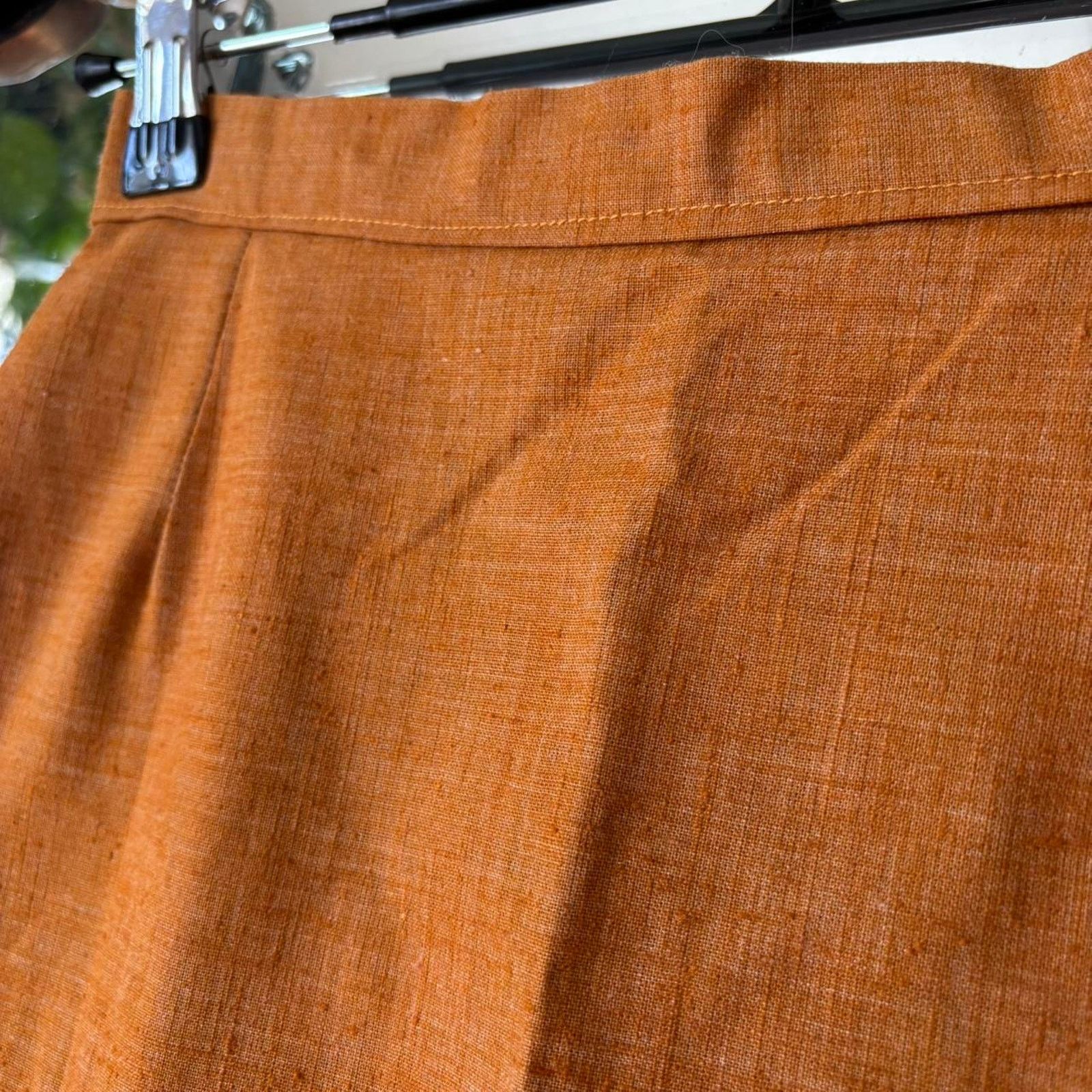 Vintage Vintage 60s Burnt Orange Mini Skirt XXS Retro Mod Preppy Size 22" - 4 Thumbnail